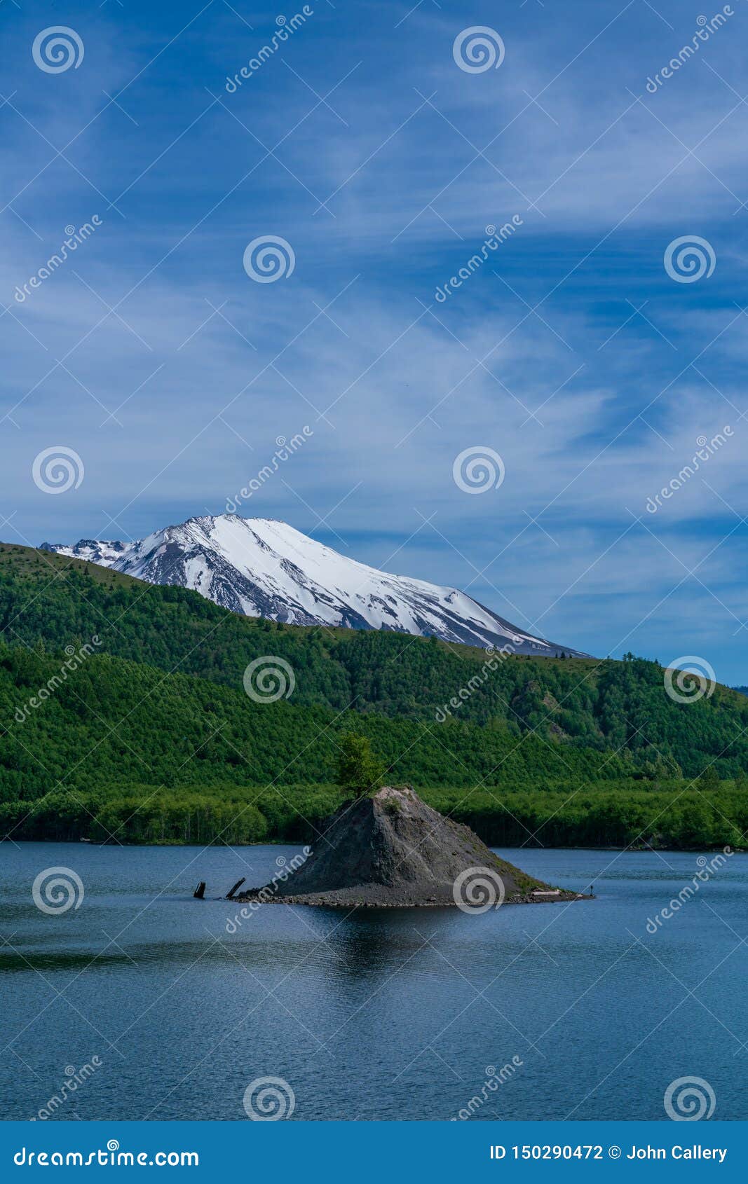 Hummock in Coldwater Lake Formed by Volcano Stock Photo Image of
