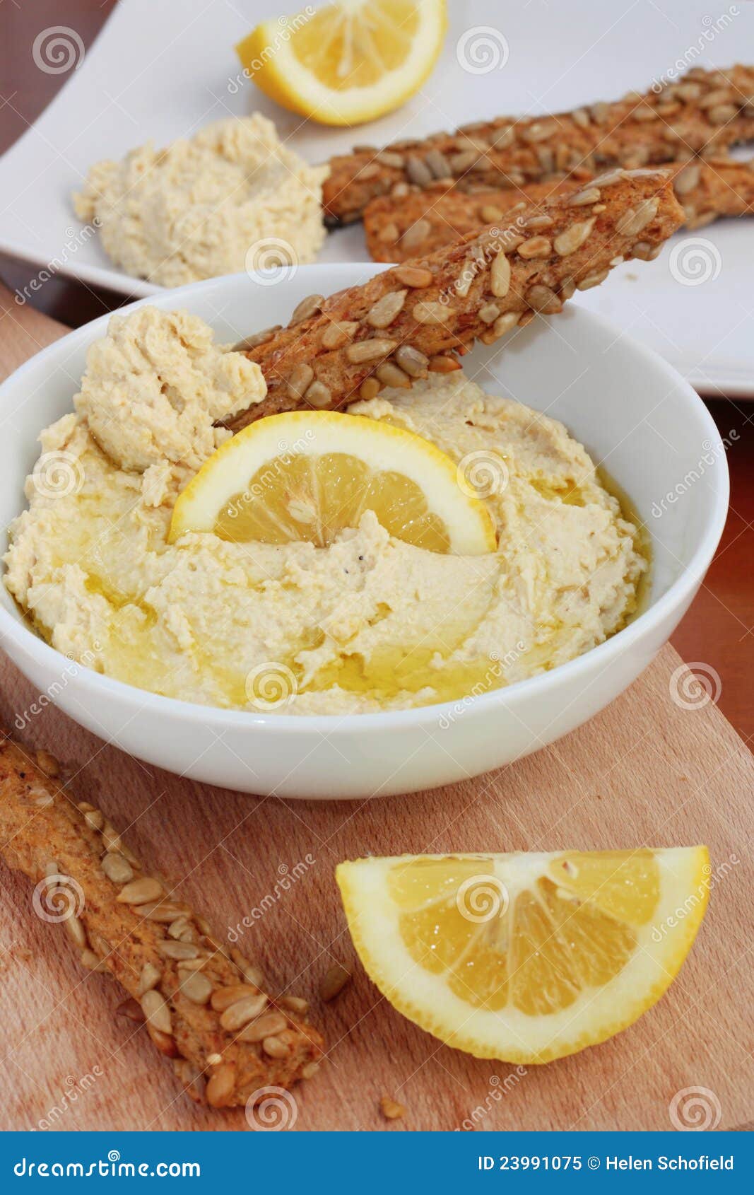 Hummus and bread sticks stock image. Image of health 23991075
