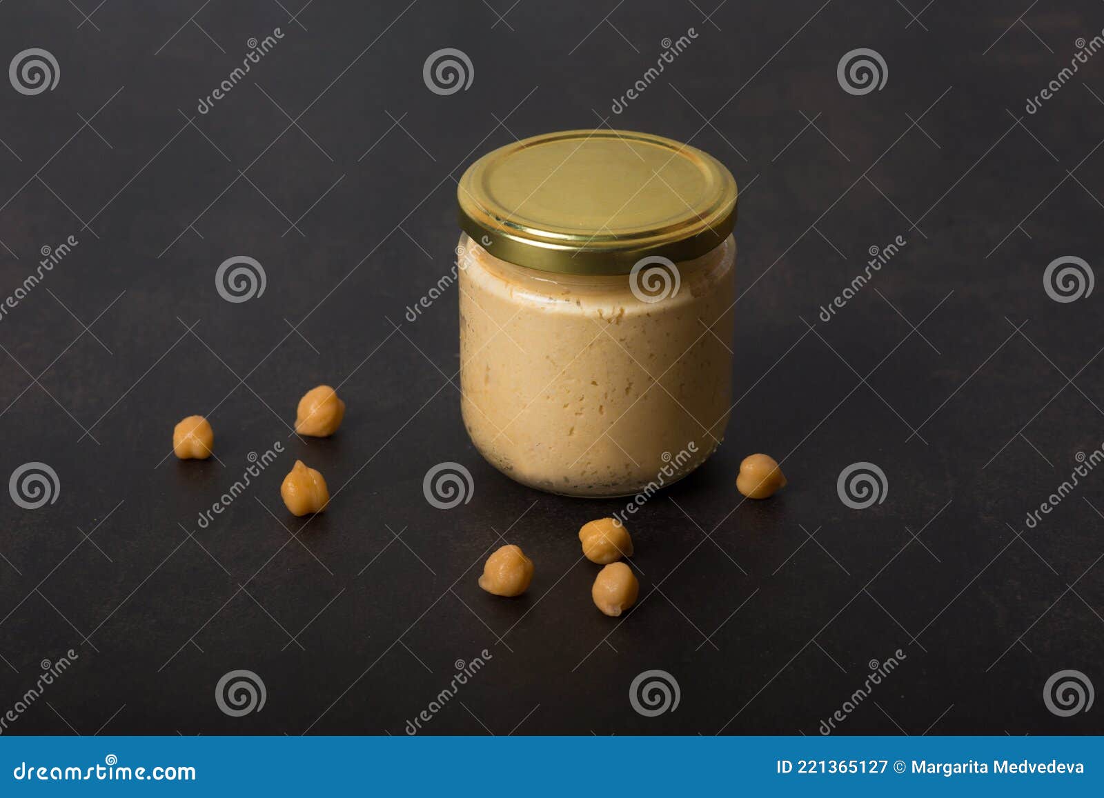 Hummus with Cedar Nuts in the Jar and Fresh Pita Stock Image Image of