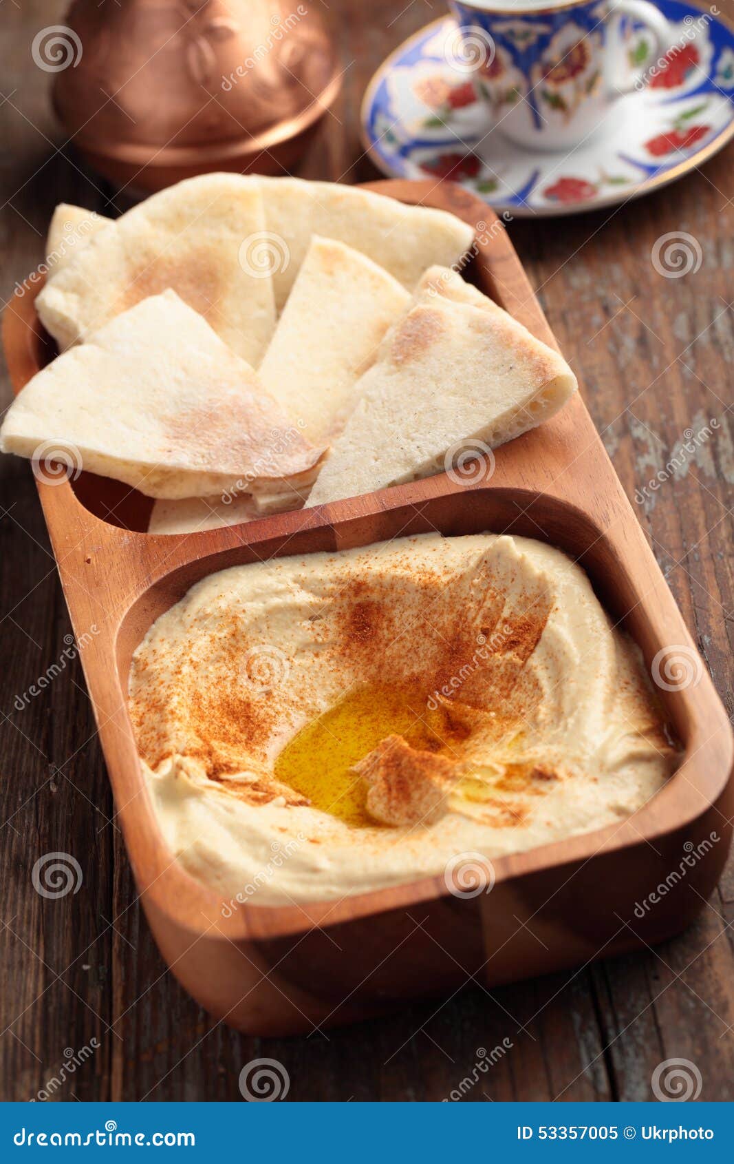 Hummus with pita stock image. Image of eastern, food 53357005