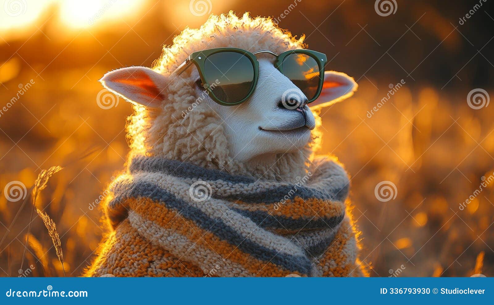 sheep in sunglasses at sunset generative ai