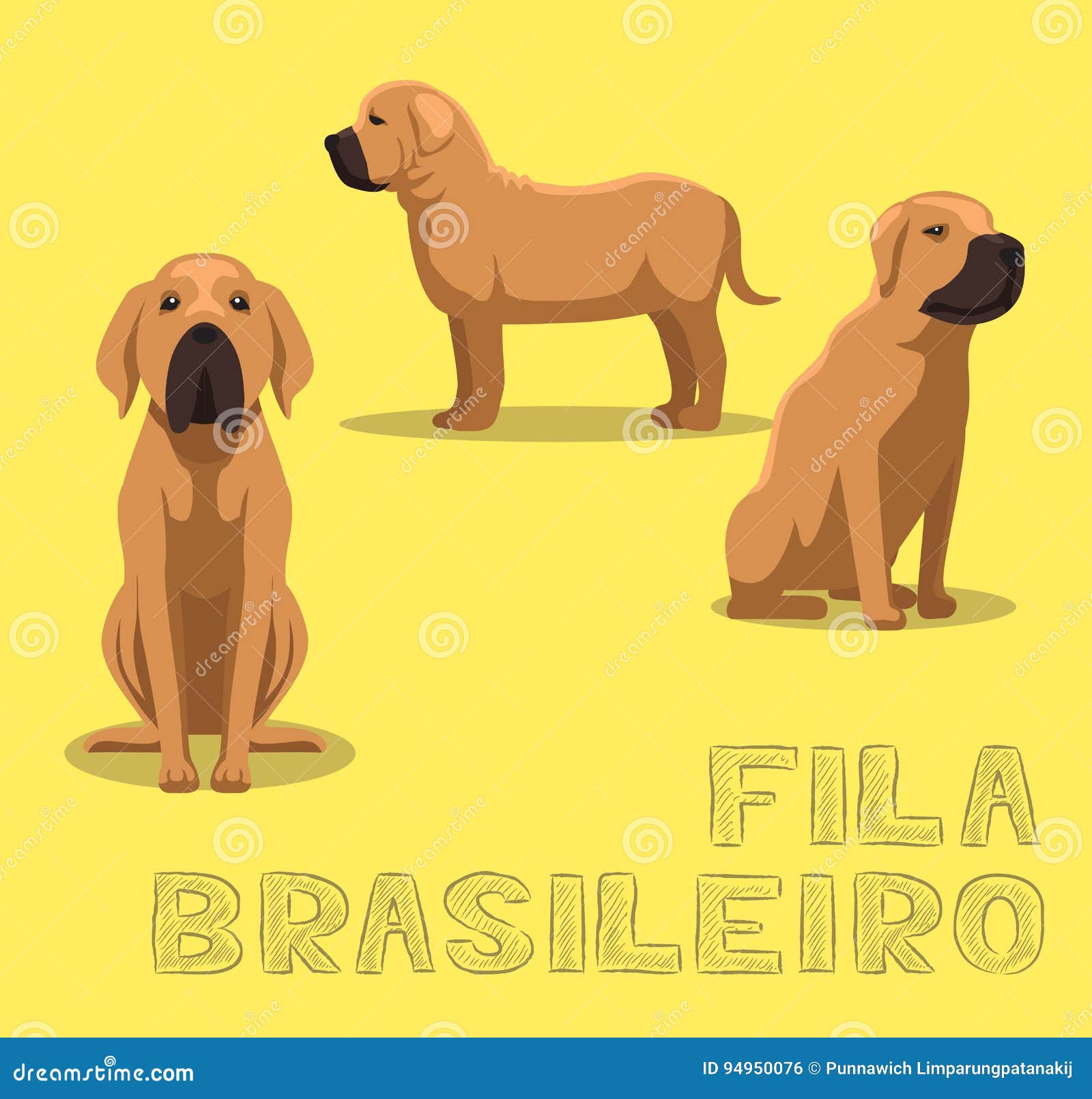 Hund Fila Brasileiro Cartoon Vector Illustration Vektor Abbildung