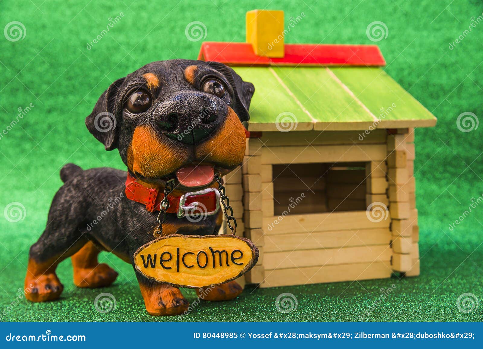 Hund Mit Dem Aufschrift Willkommen Stockbild Bild von zeichen, text