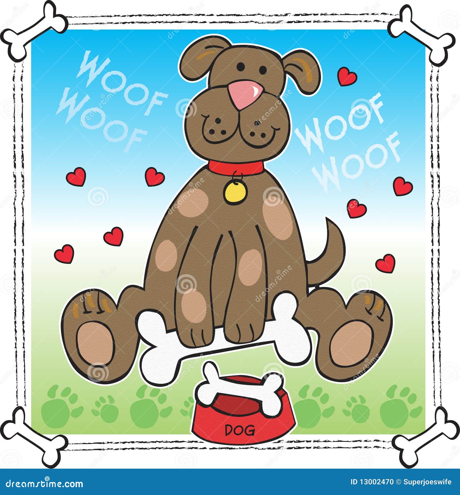 Hund mit dem Knochen vektor abbildung. Illustration von spotty 13002470