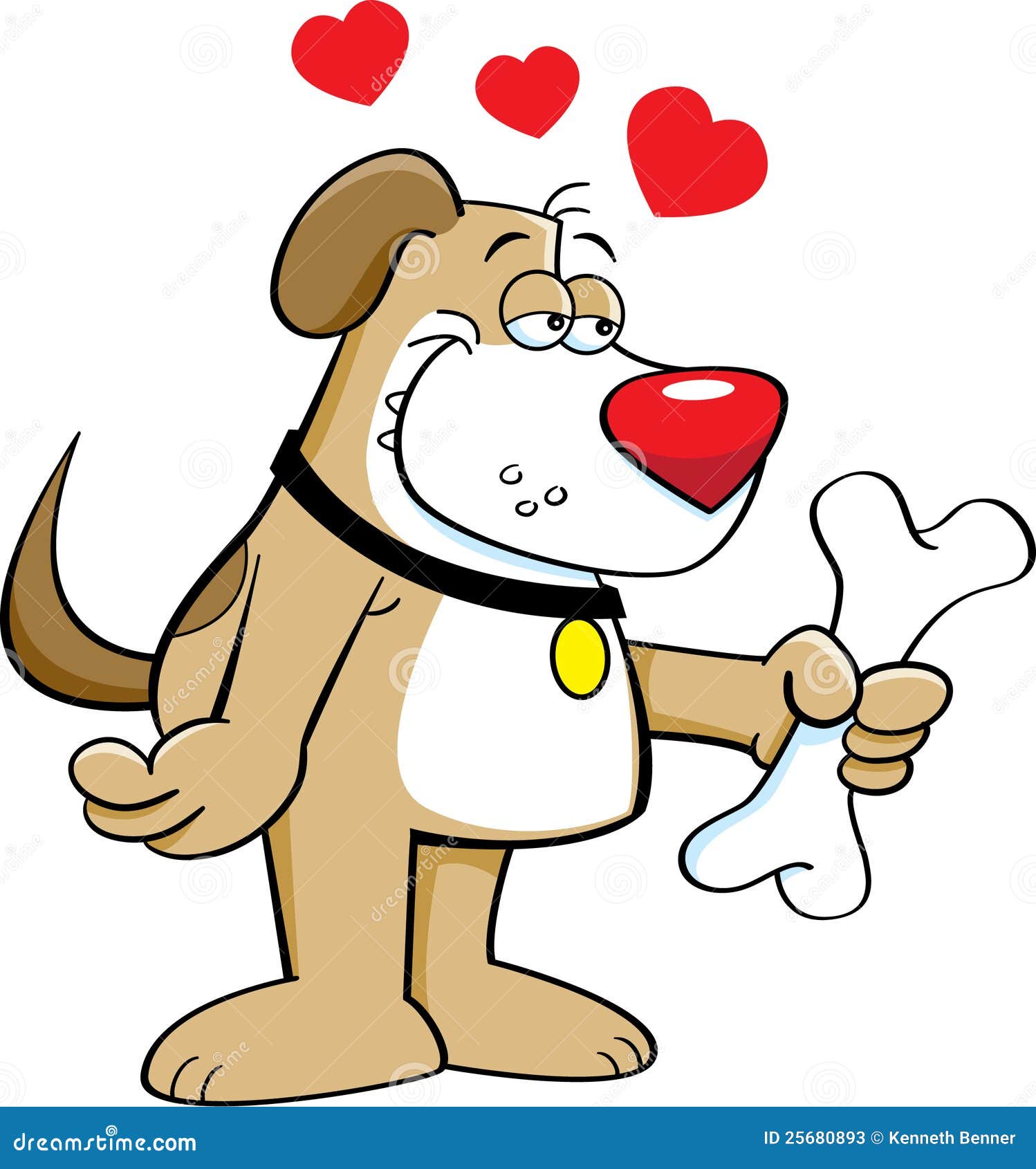 Hund mit einem Knochen vektor abbildung. Illustration von umarmung