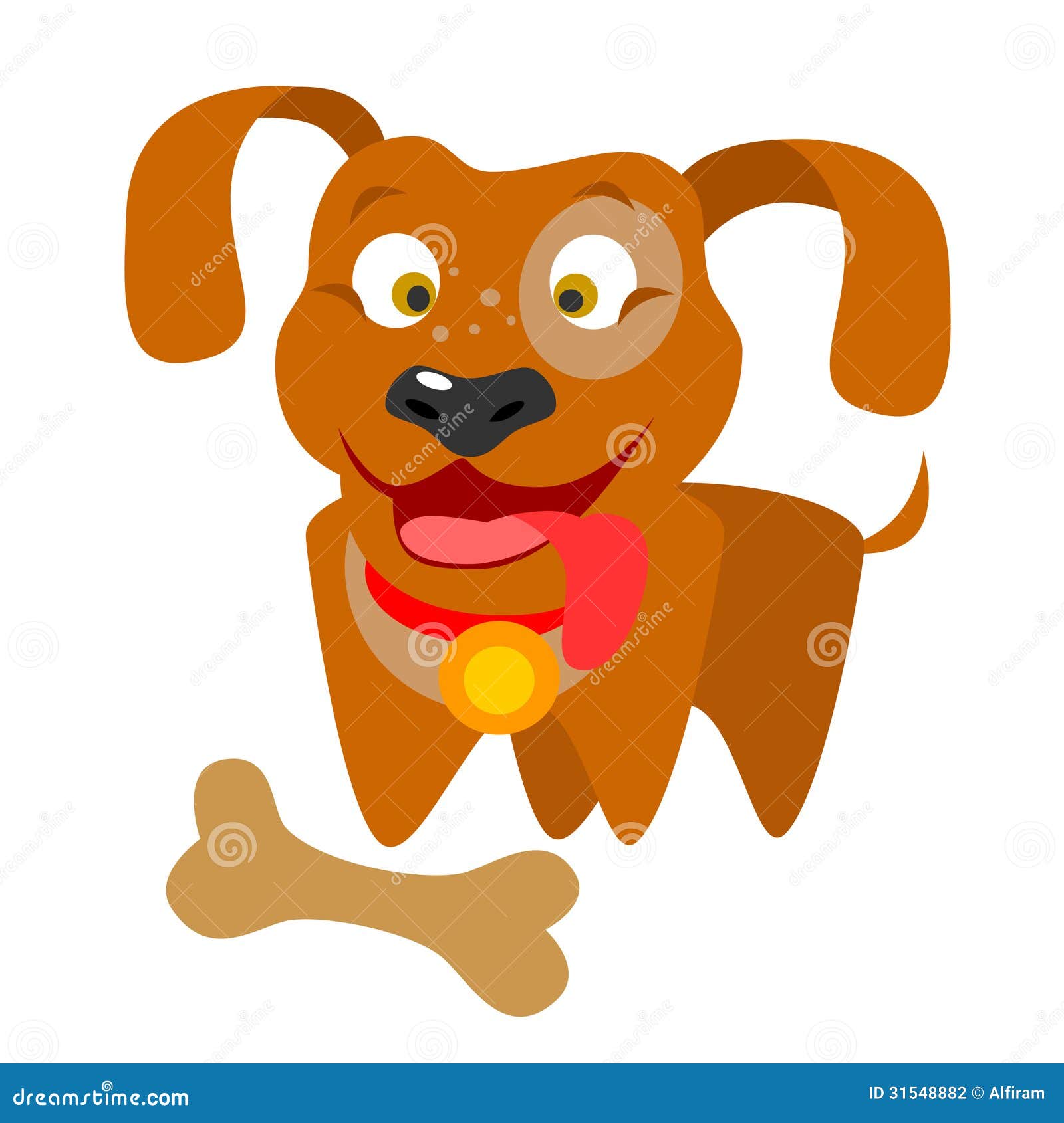 Hund mit einem Knochen vektor abbildung. Illustration von vektor 31548882