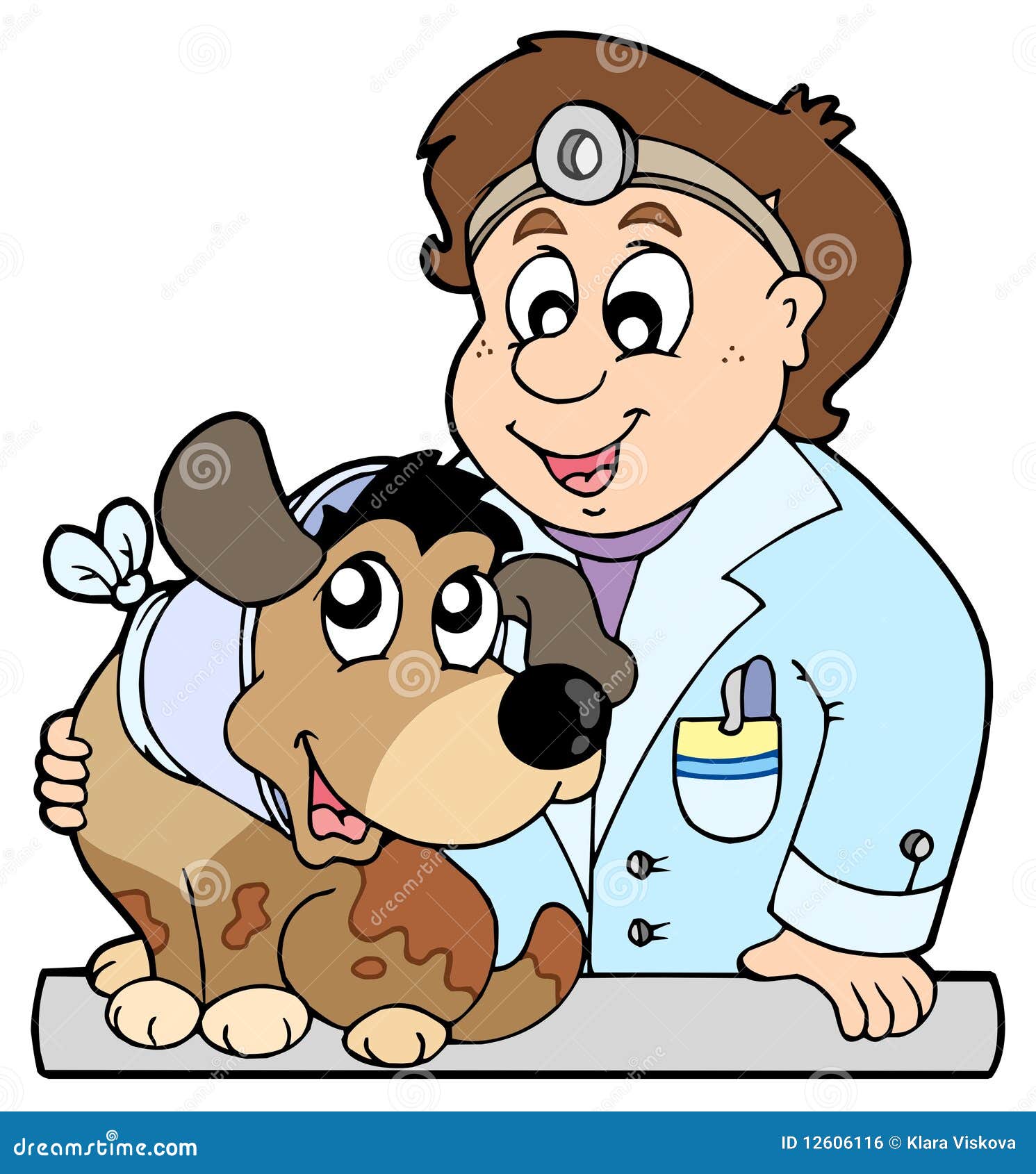 Hund Mit Kragen Am Tierarzt Vektor Abbildung Illustration von krank