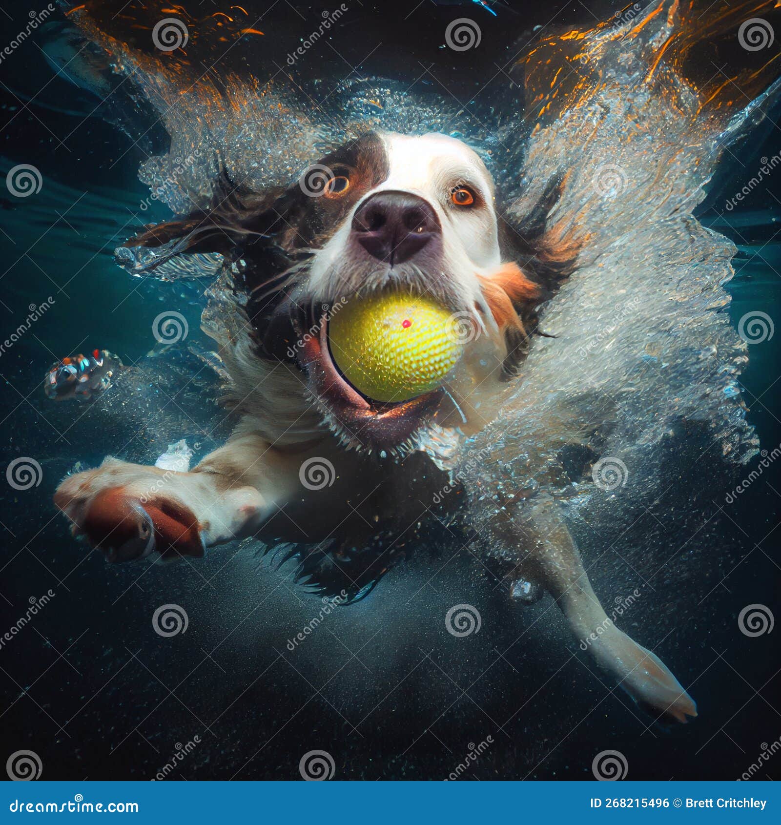 Hund Wasser, Um Ball Unter Wasser Zu Fangen Stock Abbildung - Illustration von schwimmen, spritzt: 268215496