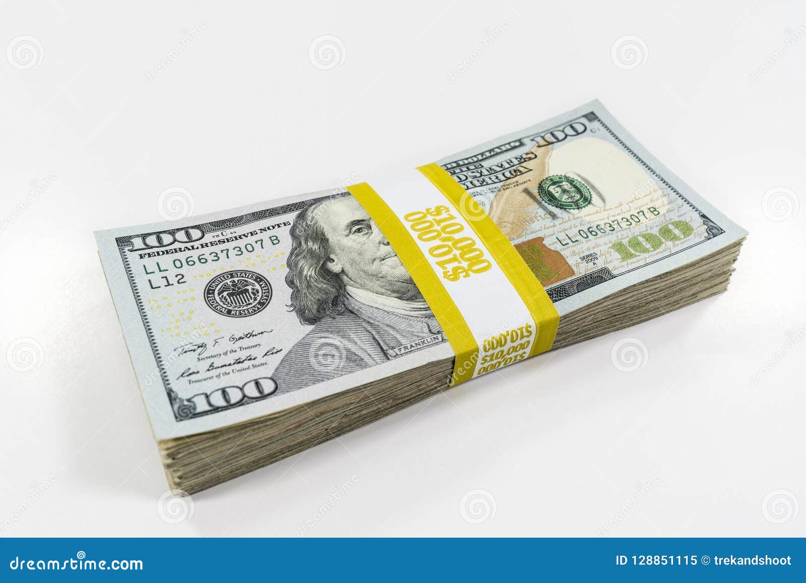 Hundred Dollar Bills with Currency Strap Stock Image Image of bank