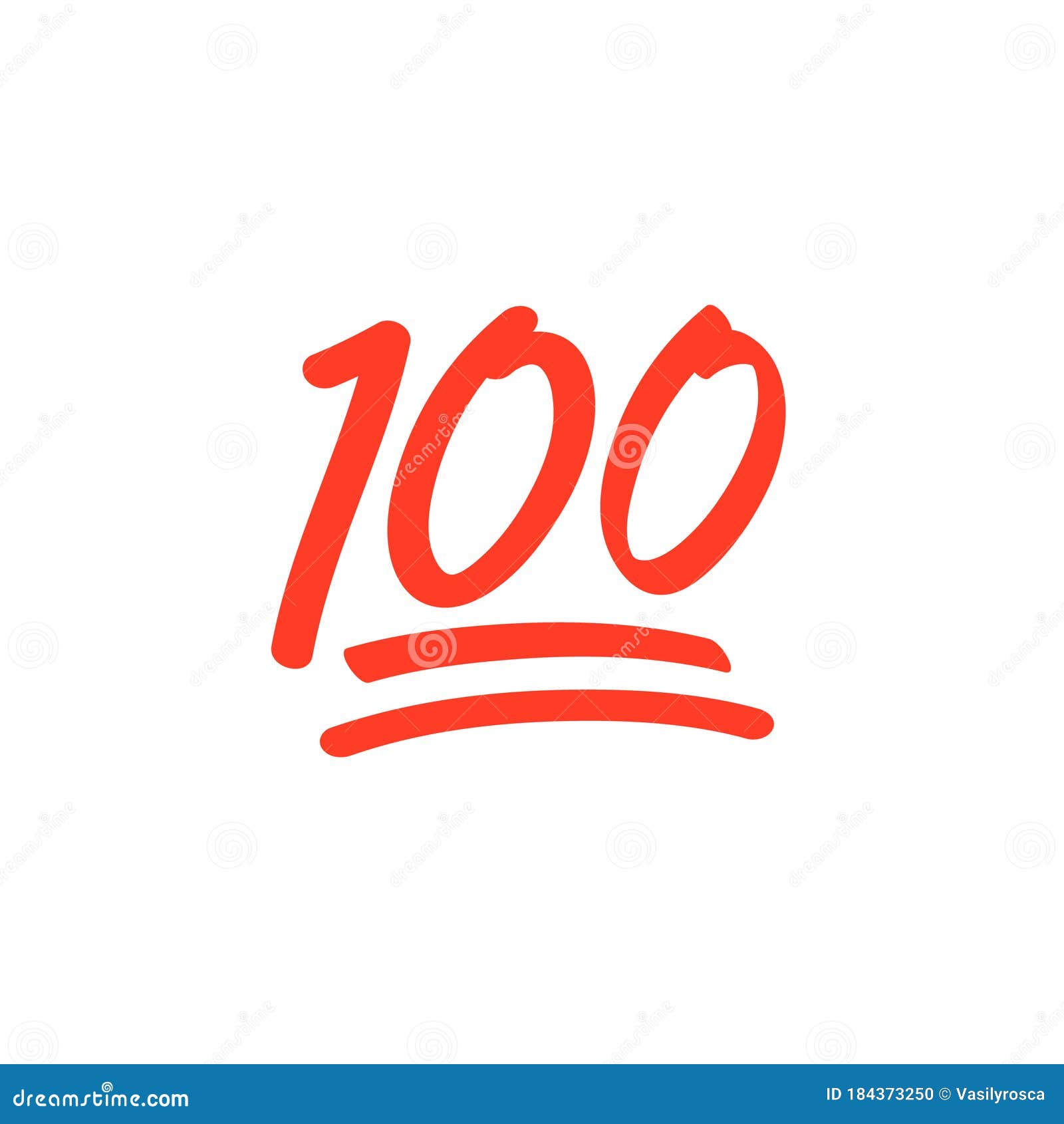 100 Hundred Emoticon Vector Icon. 100 Emoji Score Sticker Stock Vector