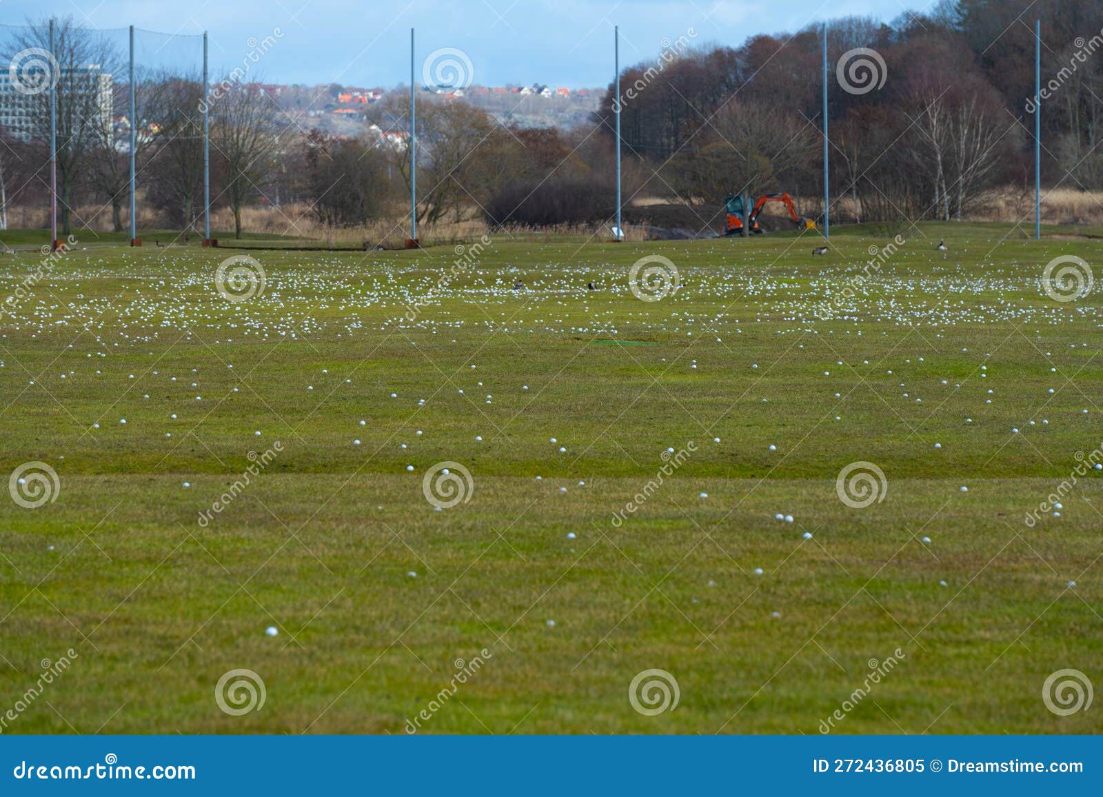 Hundreds of Golf Balls at a Golf Driving Range.. Stock Image Image of