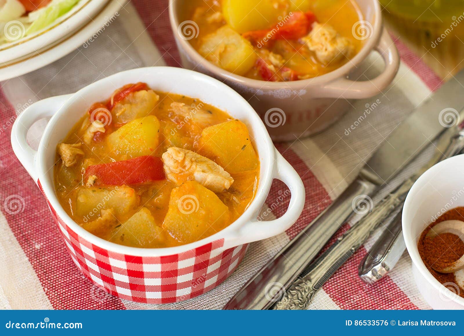 Hungarian Chicken Paprikash with Potatoes Stock Photo Image of creamy
