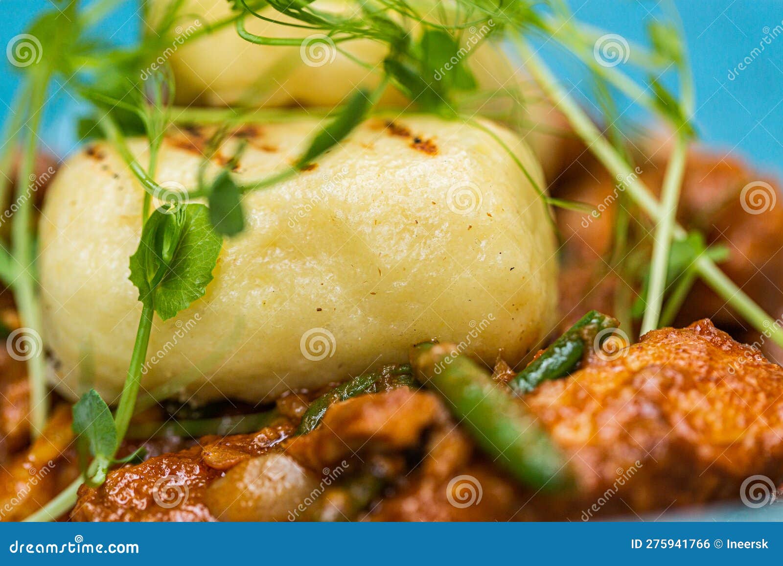 Hungarian Goulash with a Bread Dumpling Prepared on the Grill Stock
