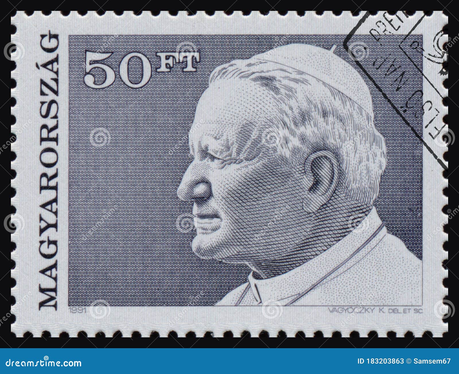 Stamp Printed In Hungary Shows Portrait Of Pope John Paul Ii Editorial Stock Photo Image Of Vintage Church