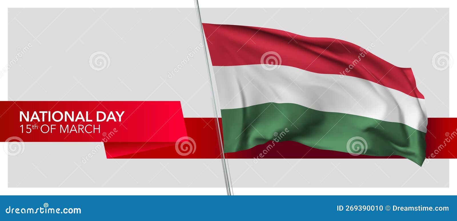 Hungary National Day Vector Banner, Greeting Card. Stock Illustration