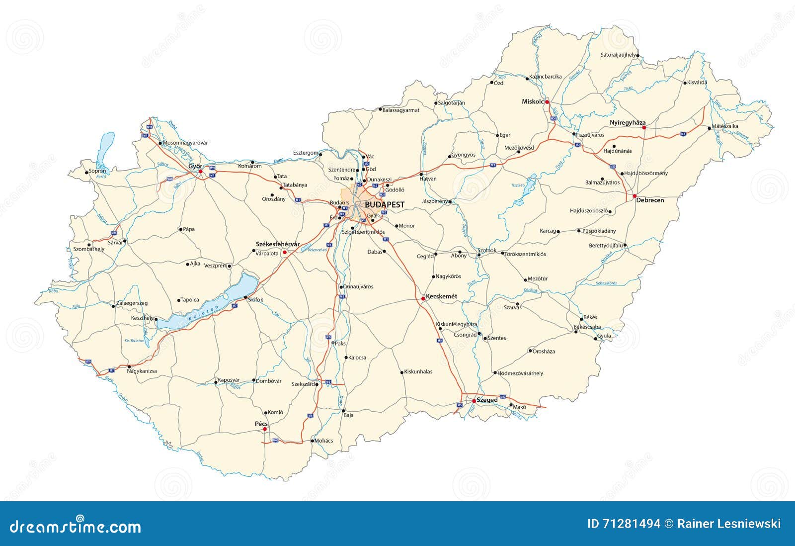 Hungary Road And Administrative Map RoyaltyFree Stock Image