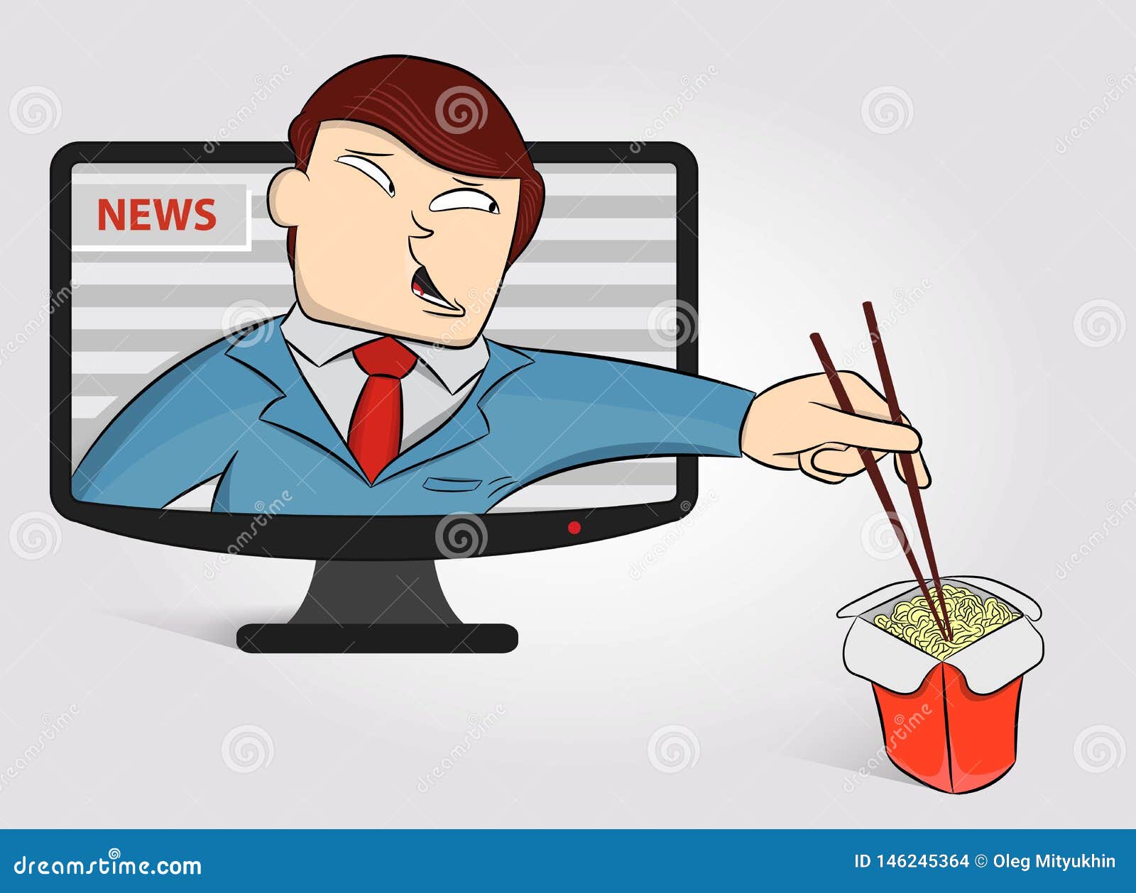 Hungry Anchorperson Got Out of the TV To Eat Noodles. Funny News Anchor on TV Breaking News Background. Male News Anchor Stock Vector - Illustration of isolated, comical: 146245364 Hungry Anchorperson Got Out of the TV To Eat Noodles. Funny News Anchor on TV Breaking News Background. Male News Anchor Stock Vector - Illustration of isolated, comical: 146245364