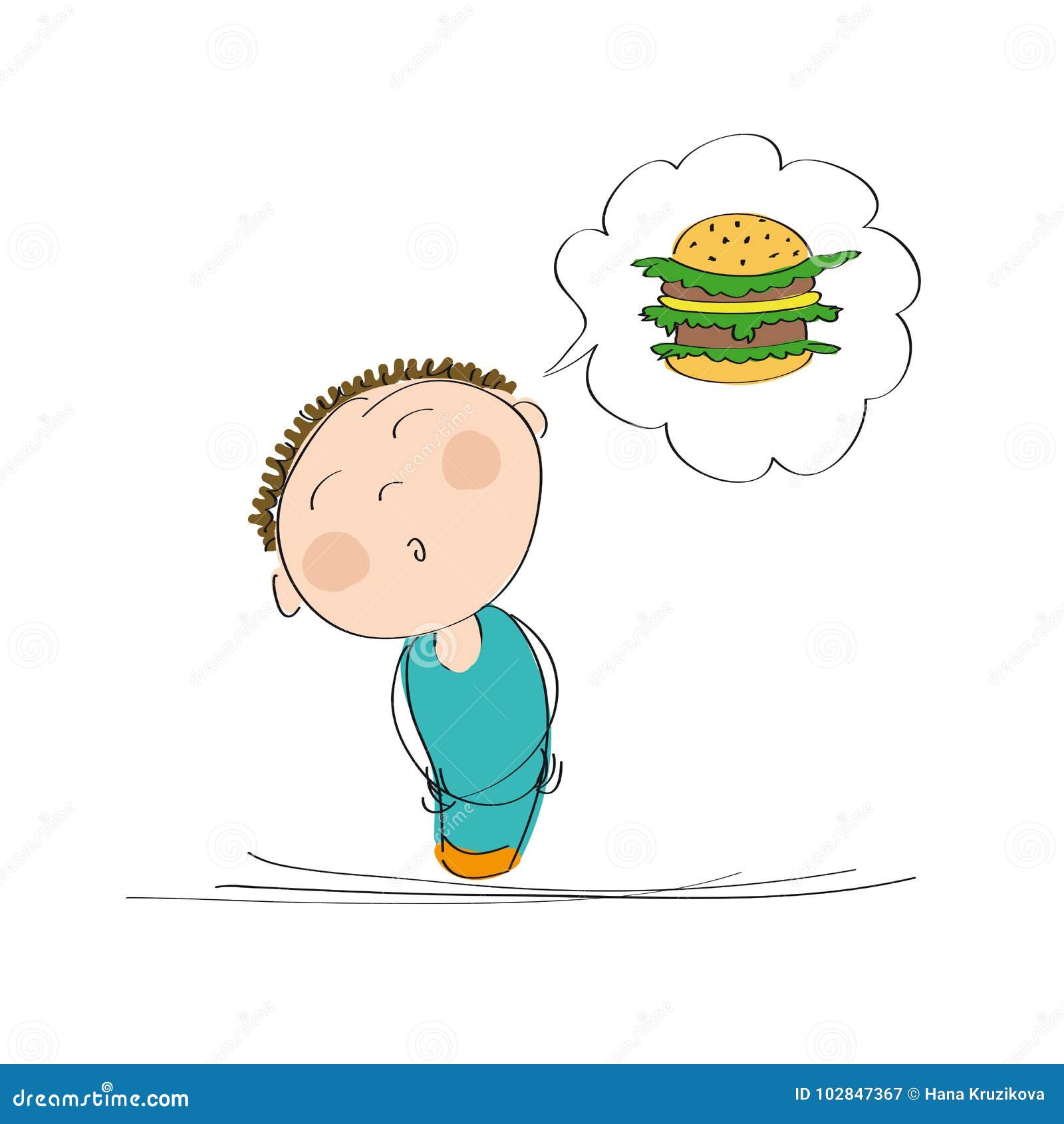 Hungry Man Thinking of a Hamburger Stock Vector - Illustration of happy, isolated: 102847367 Hungry Man Thinking of a Hamburger Stock Vector - Illustration of happy, isolated: 102847367