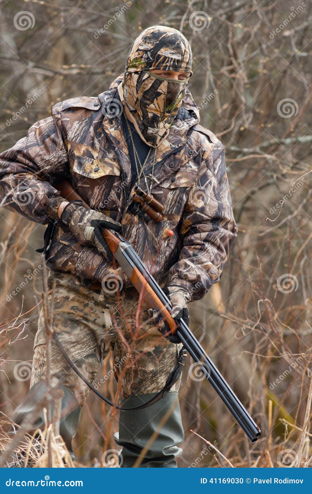 Hunter in camouflage stock photo. Image of hunting, shrubs 41169030