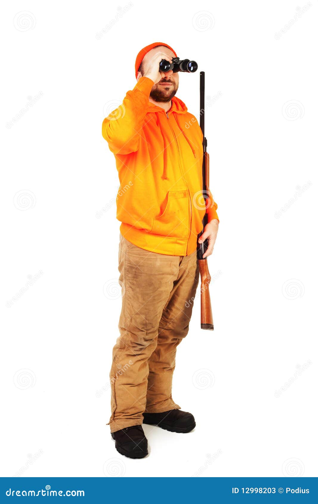 Hunter with Gun and Binoculars Stock Image Image of shooting, shoot