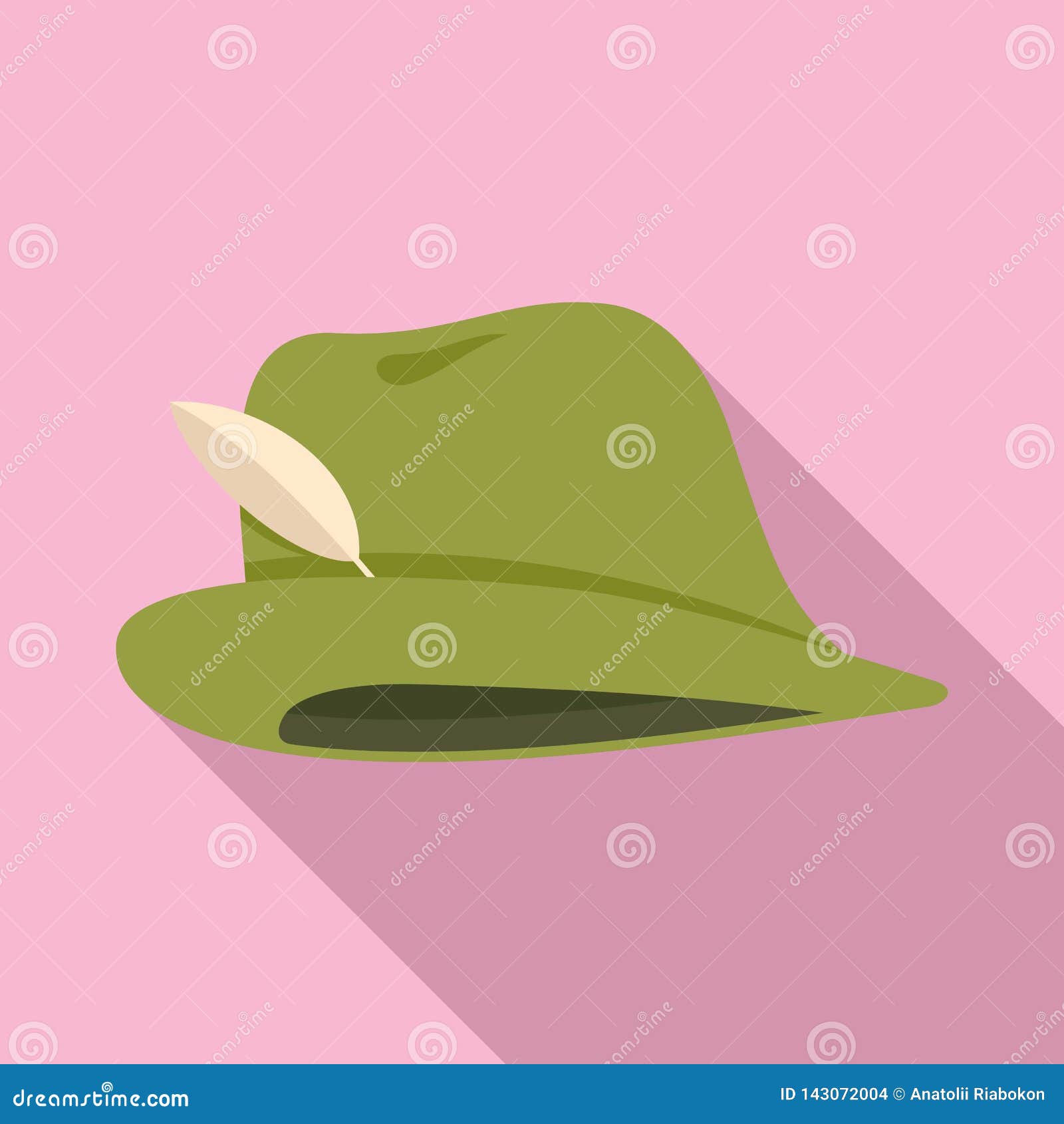 Hunter Hat Icon, Flat Style Stock Vector Illustration of party