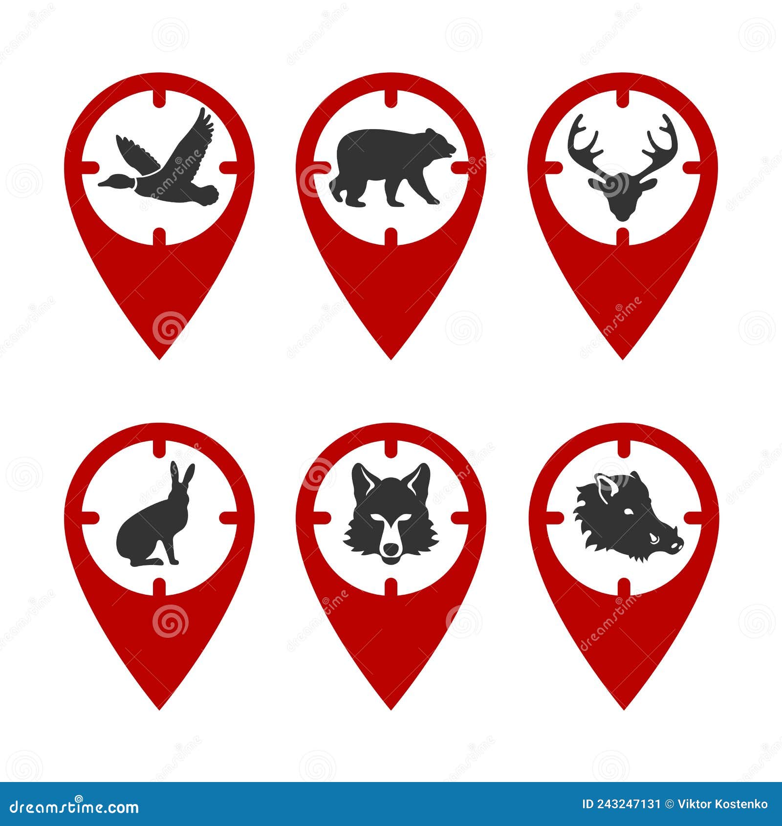 For a Hunter, a Mark on the Map in the Form of an Optical Sight with a