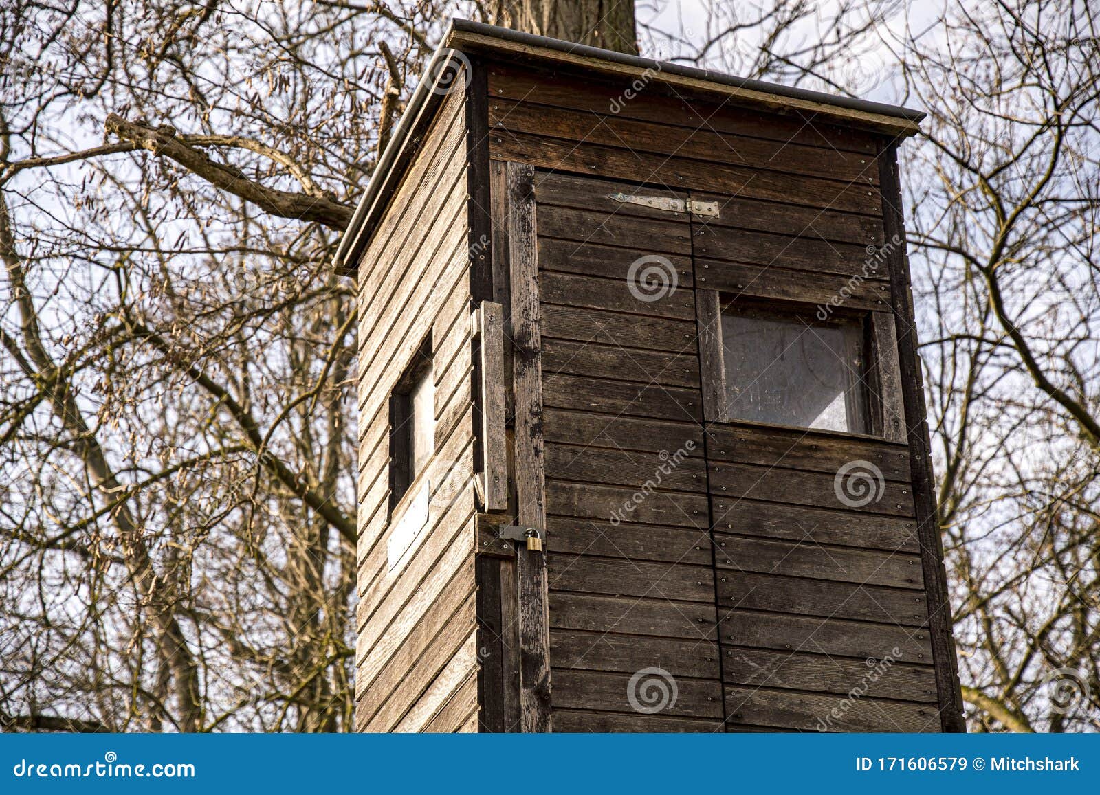 Hunter Shelter in the Forest for Wildlife Observation Stock Image ...