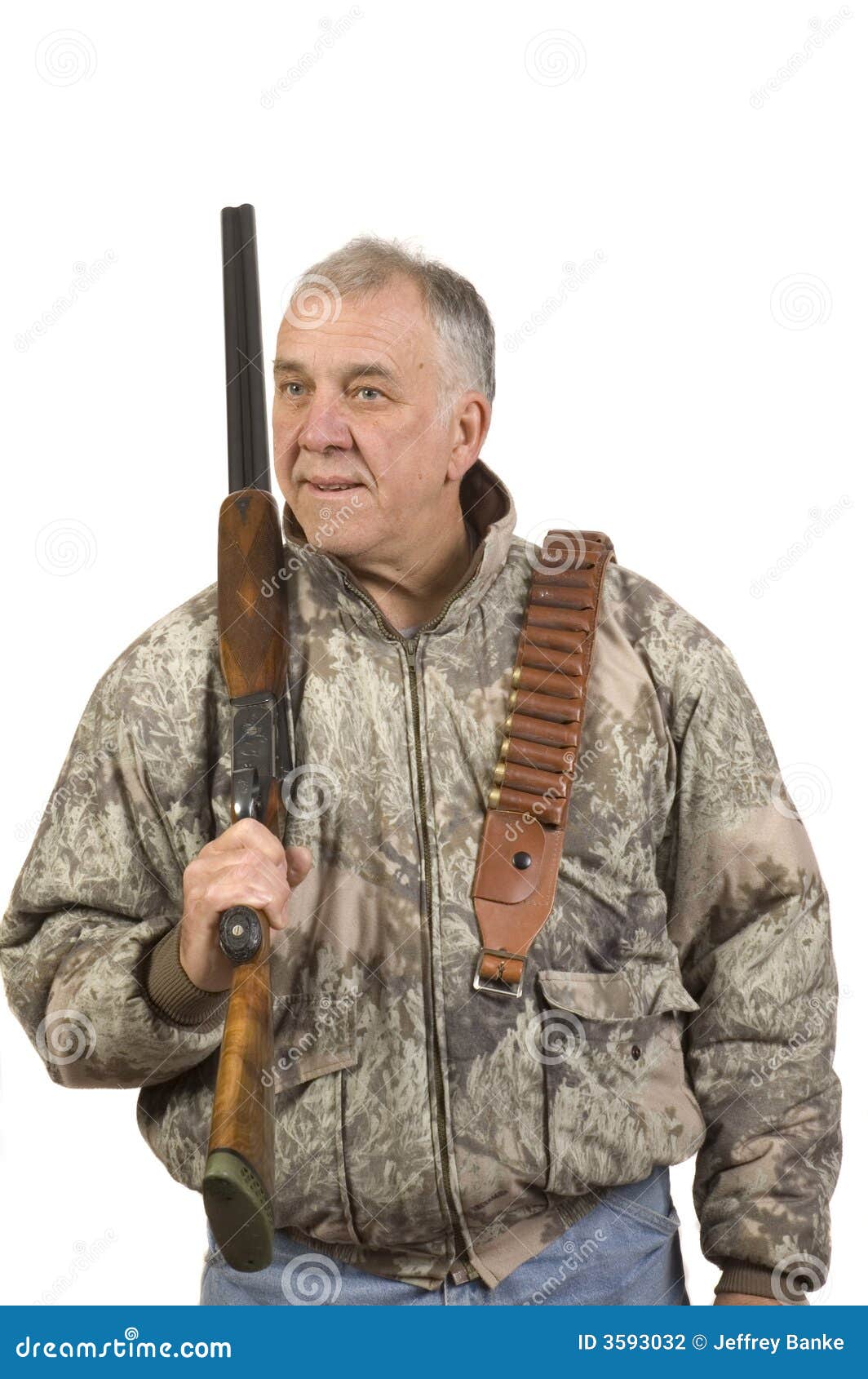 Hunter With Shotgun Gun On Hunt. Calibers Of Hunting Rifles. Man