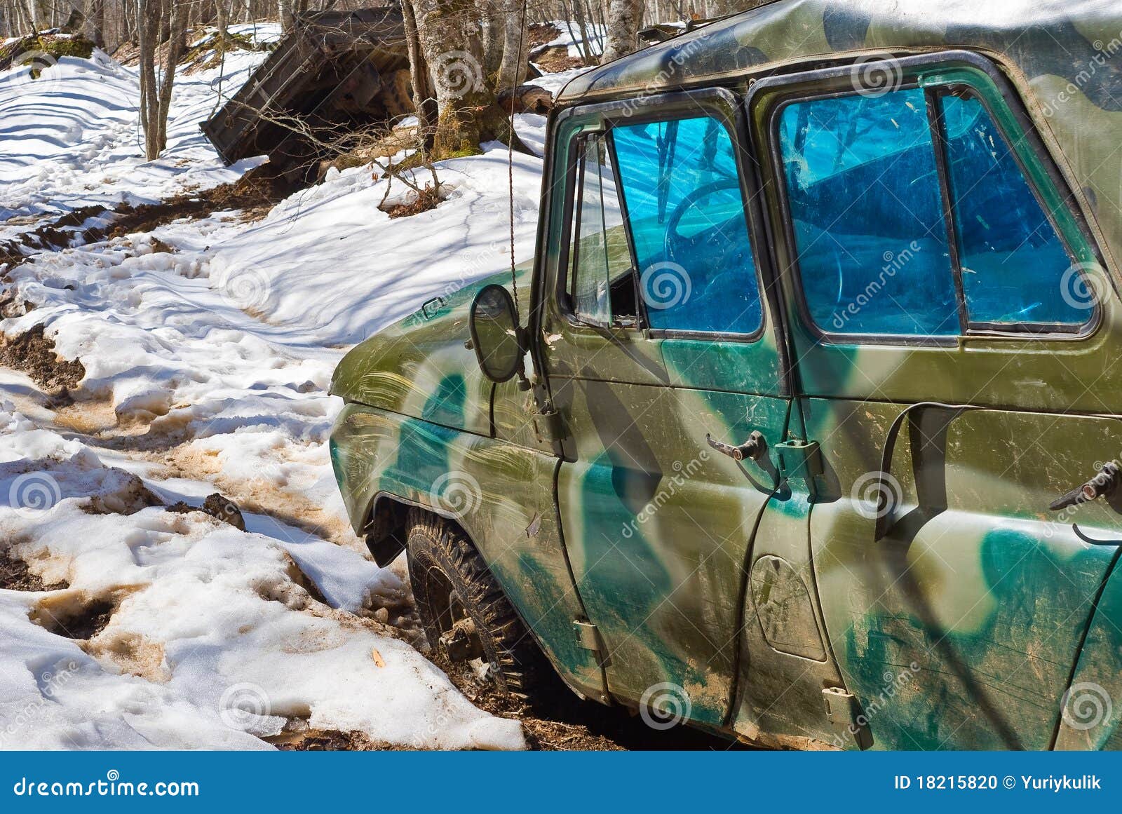 Hunters jeep in a dirt stock photo. Image of journey 18215820