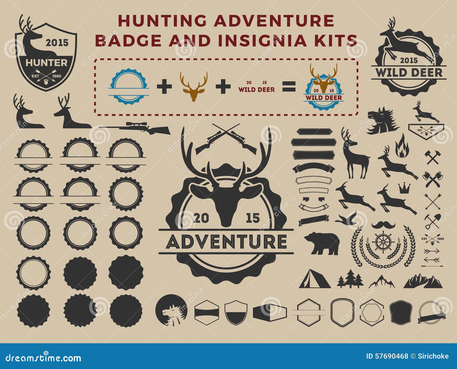 hunting and adventure badge logo  kits