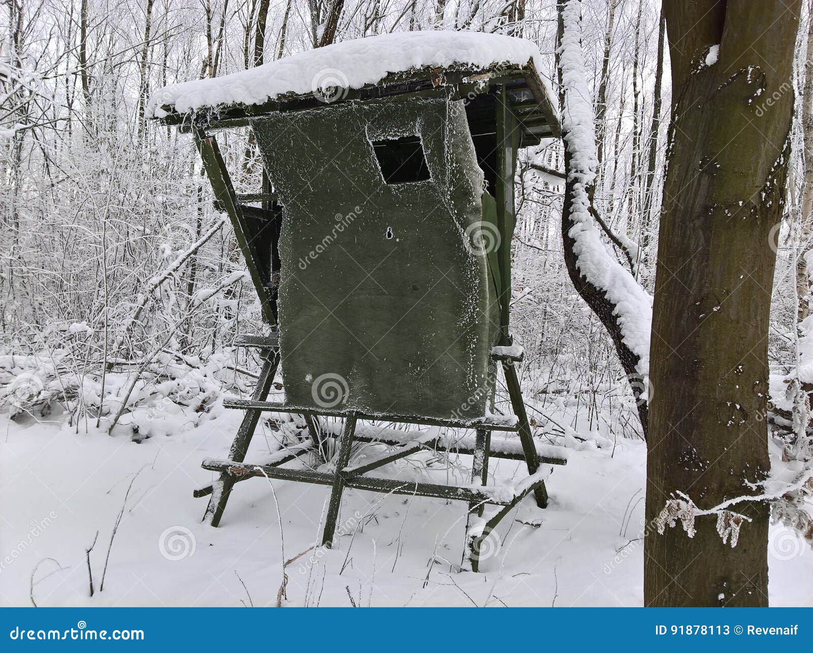 Hunting Blind Winter stock image. Image of hidden, green 91878113