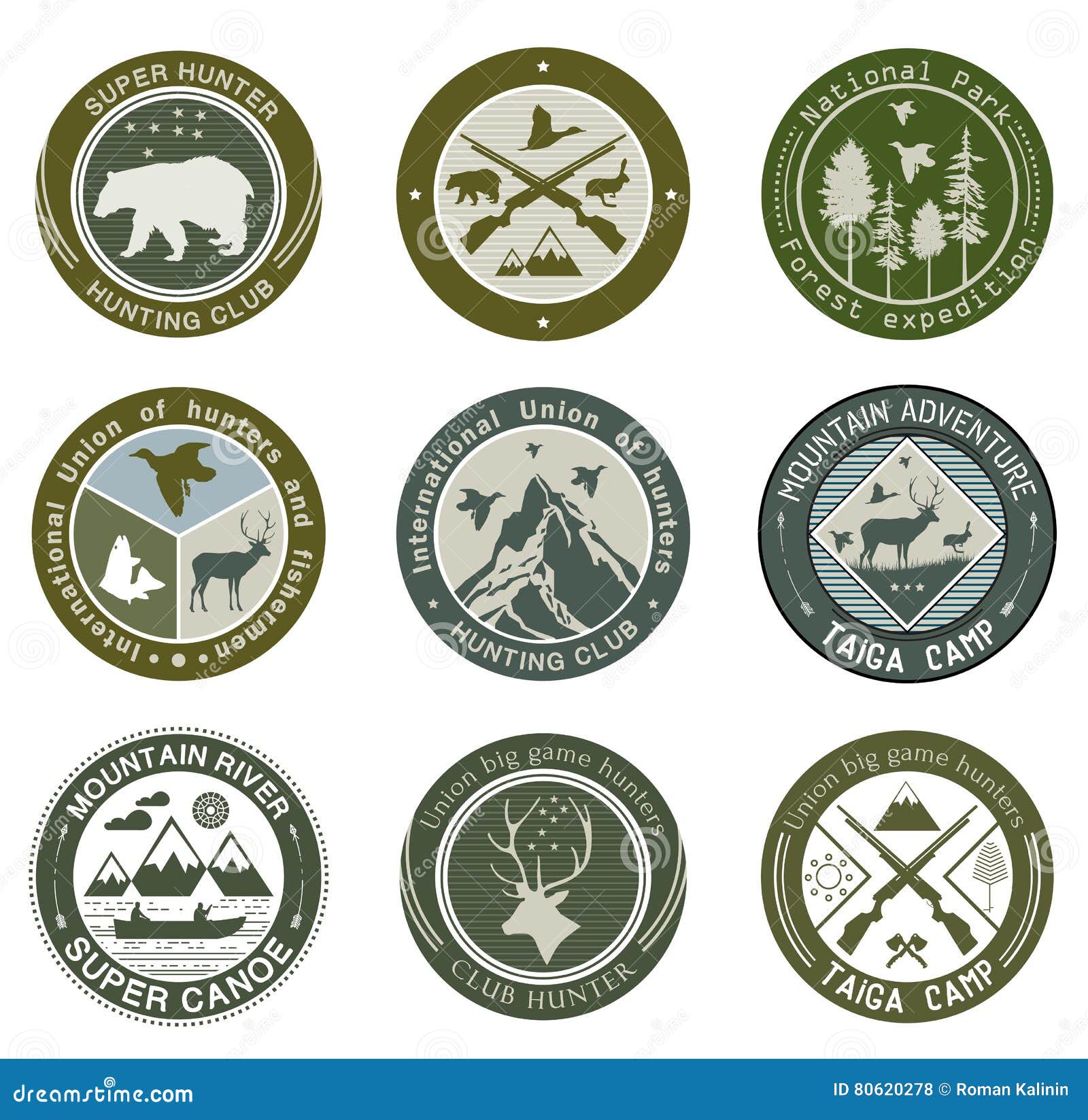 Hunting Club, Fishing and Illustrations Logo. Stock Vector