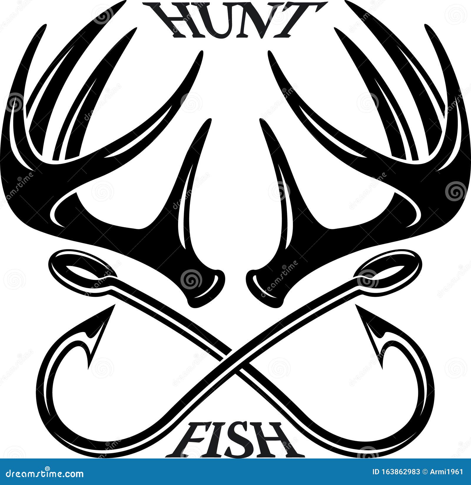 hunting and fishing emblem logo