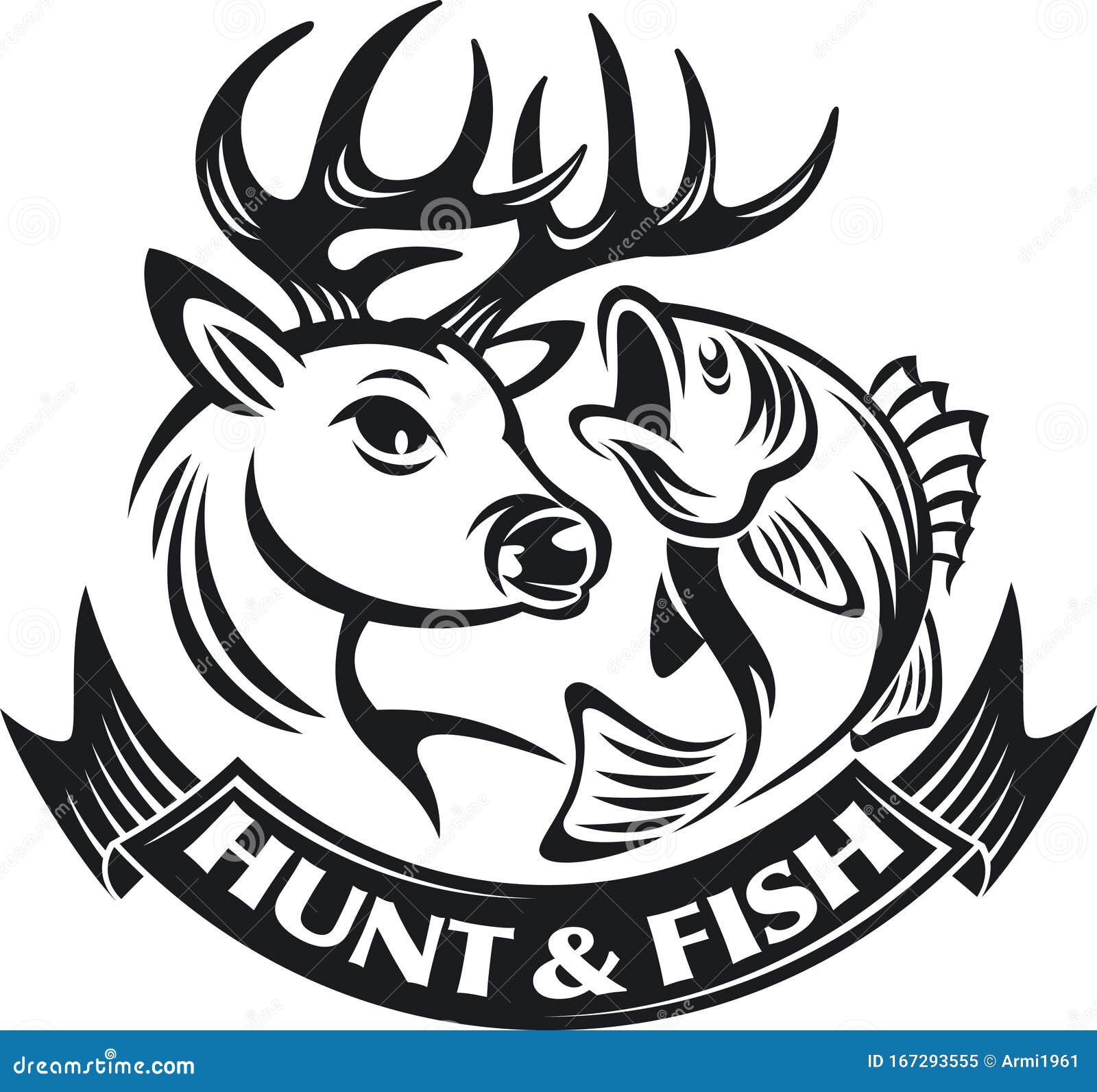 Hunting and Fishing Vector Background Stock Vector - Illustration of decal,  fishing: 167293555