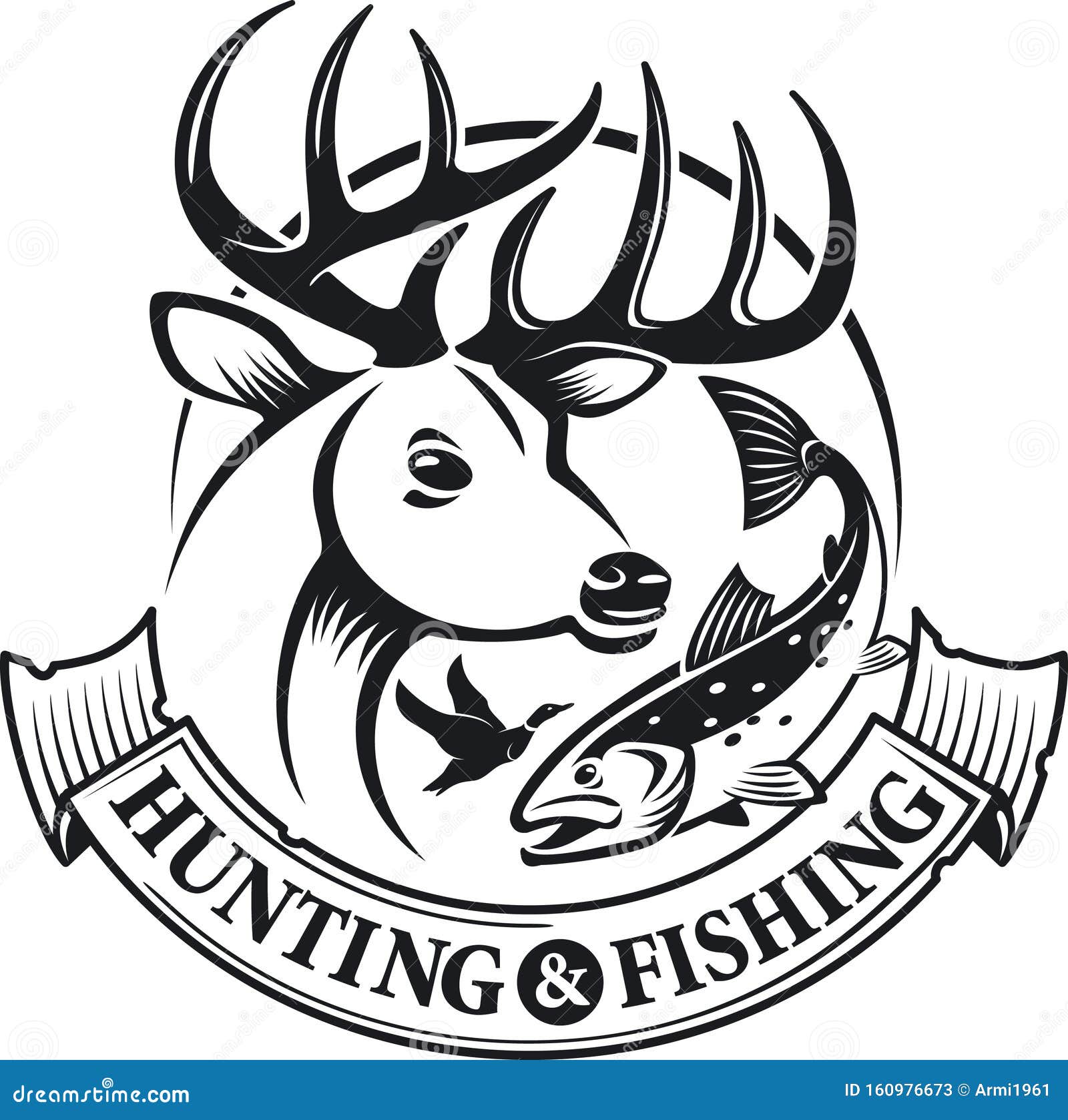 Download Hunting And Fishing Vector Emblem And Label Stock Vector ...