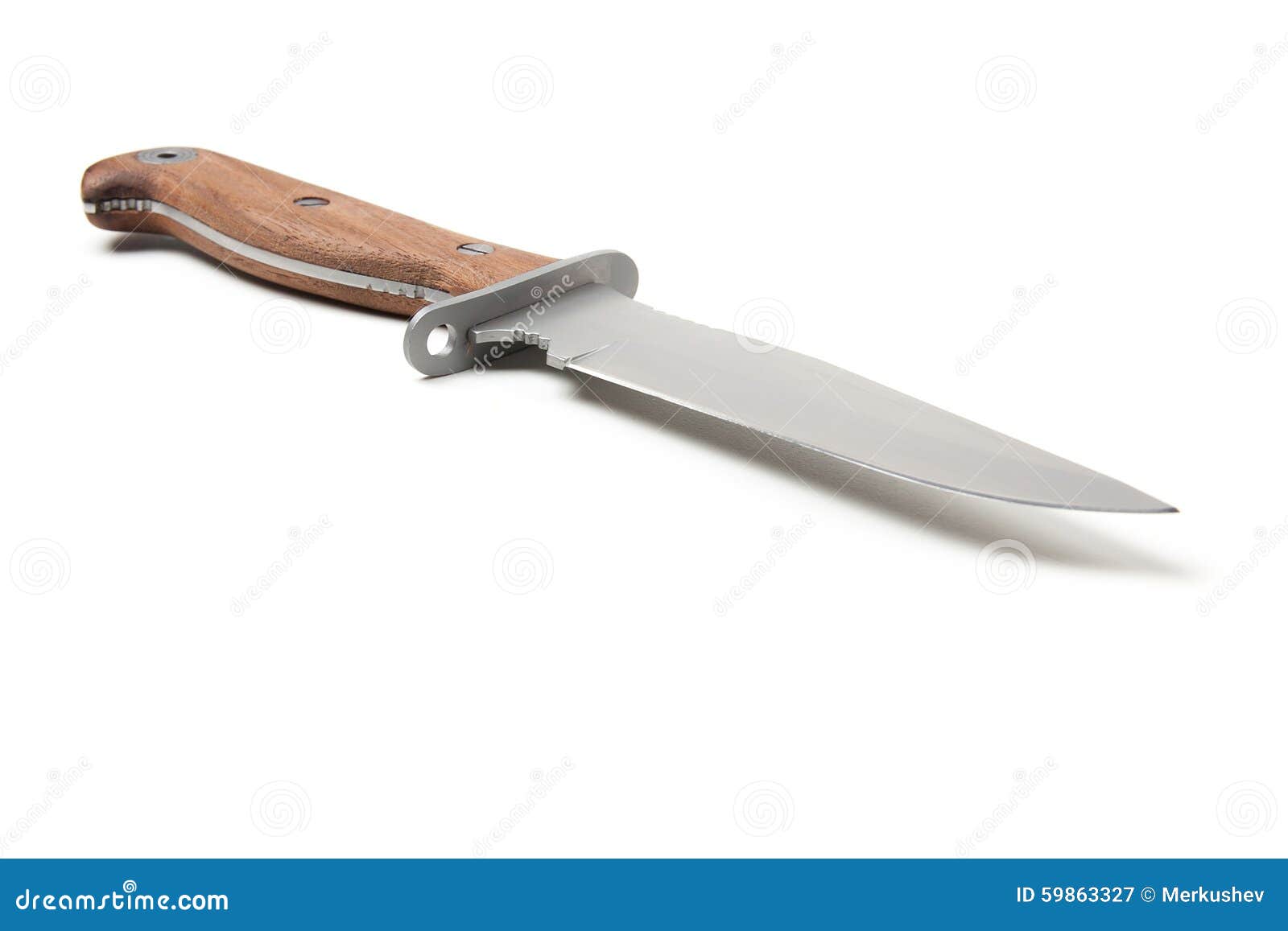 Hunting Knife with Wooden Handle, Isolated Stock Image Image of
