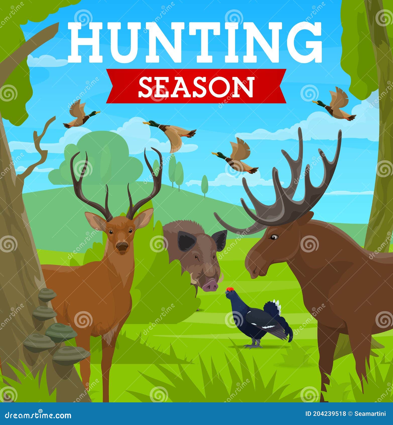 Hunting Season, Hunt for Animals in Wild Forest Stock Vector - Illustration of season, forest: 204239518 Hunting Season, Hunt for Animals in Wild Forest Stock Vector - Illustration of season, forest: 204239518
