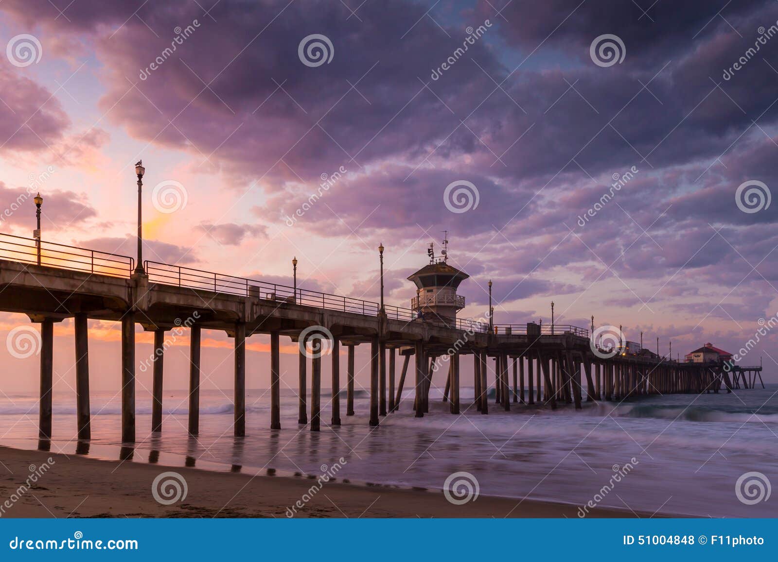 The Huntington Beach Pier at Sunrise Stock Photo Image of sunrise, ocean 51004848