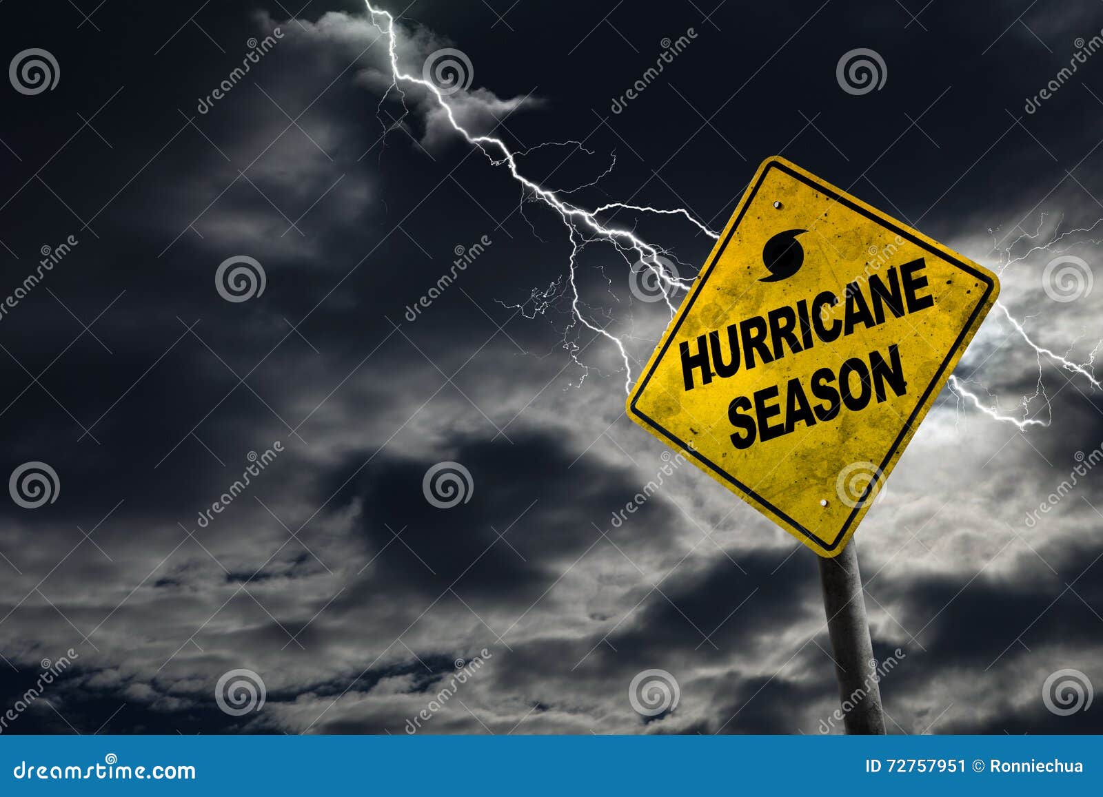 hurricane season sign with stormy background