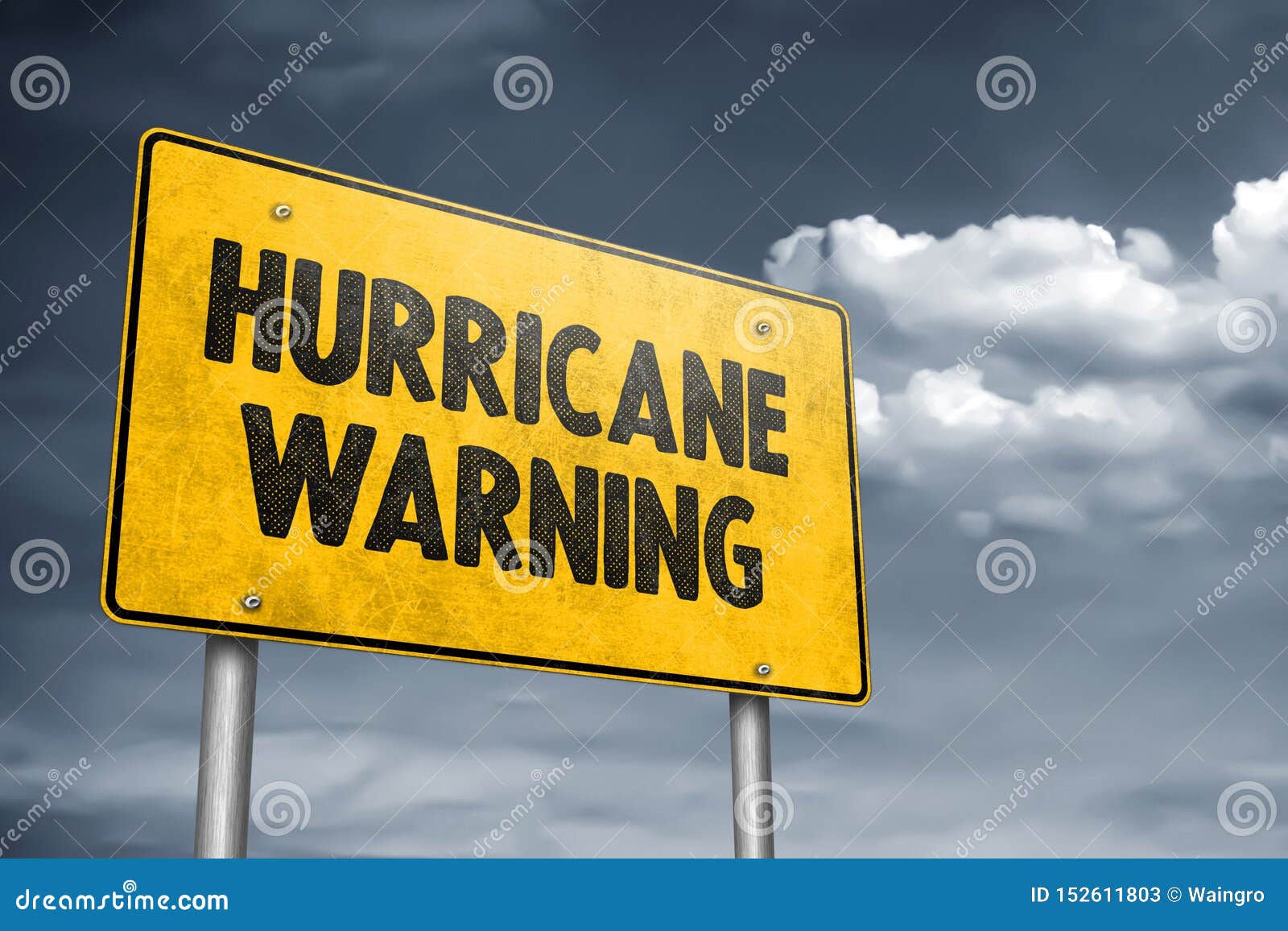 Hurricane Warning Traffic Sign Information Stock Image Image of