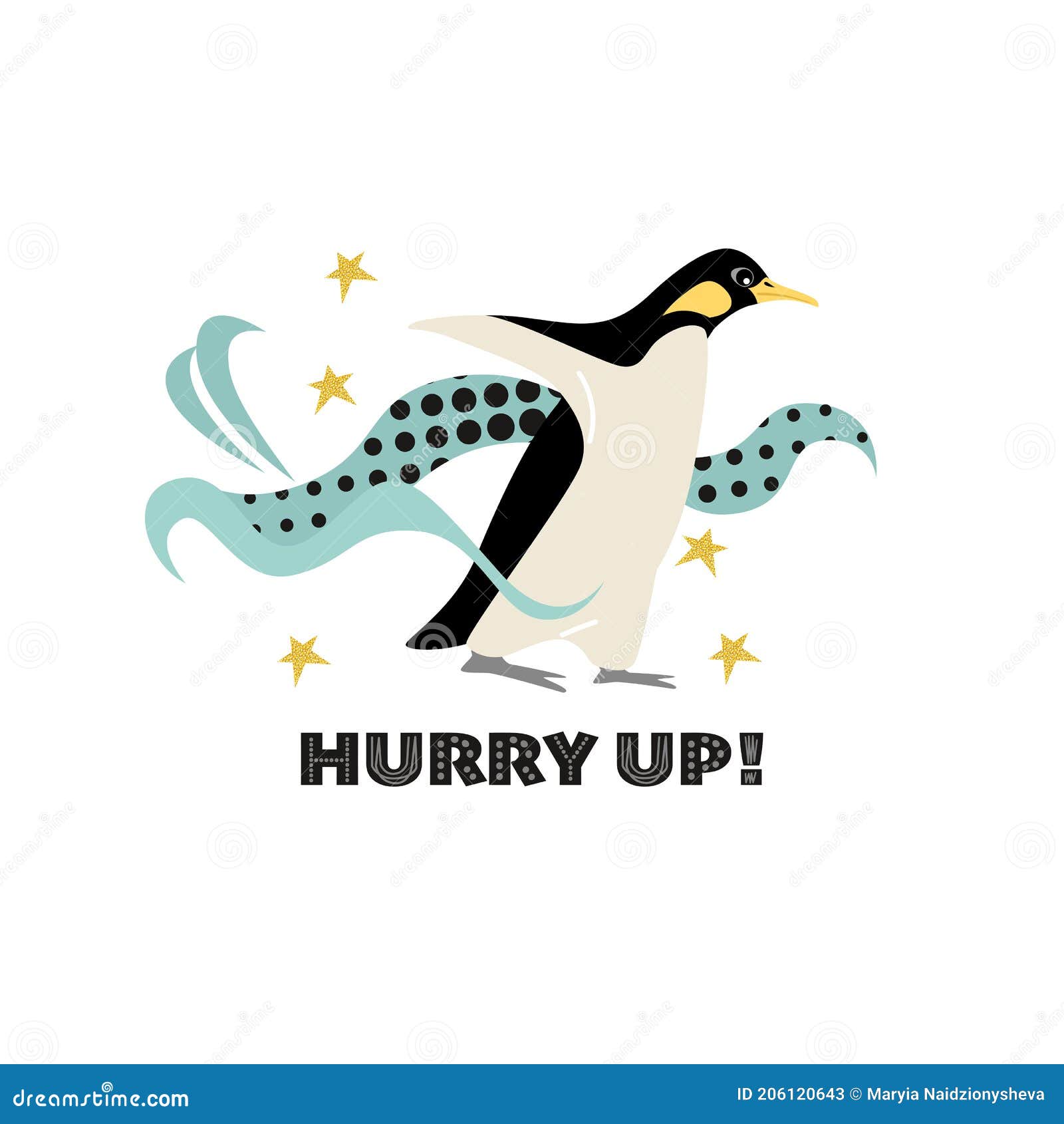 Hurry Up. Funny Motivational Picture with a Running Penguin Stock Vector -  Illustration of print, hasten: 206120643