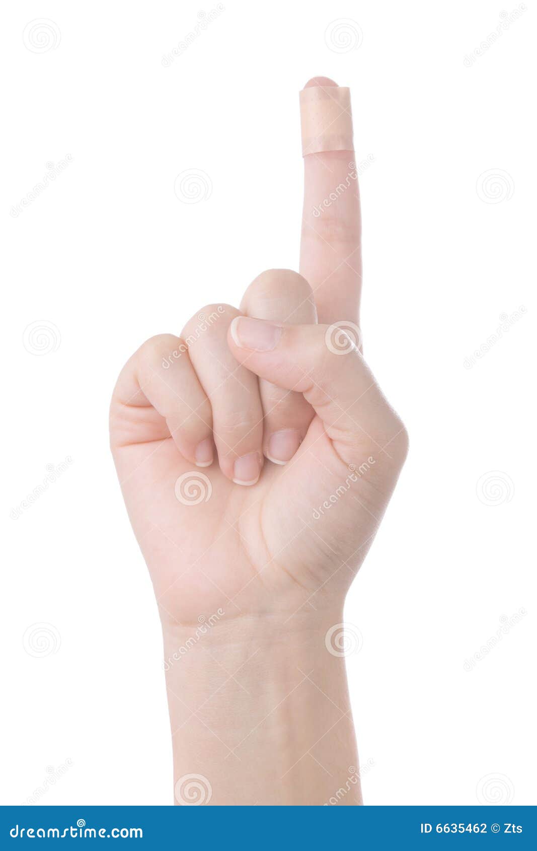 Hurt finger with a bandage stock photo. Image of finger 6635462