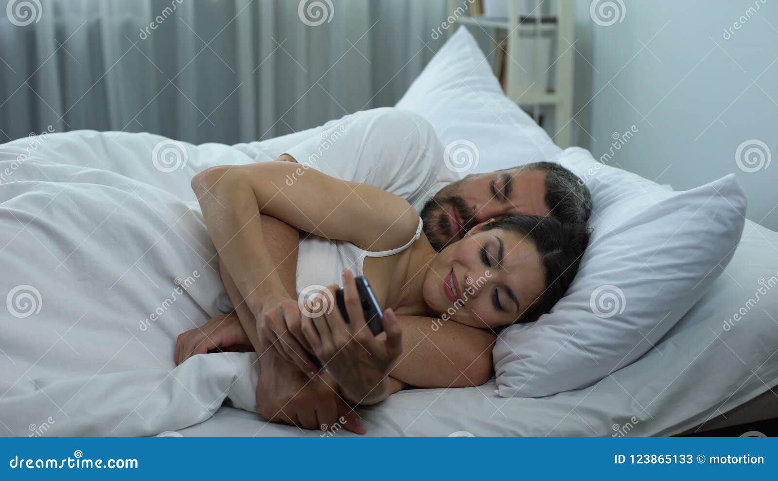 Husband Catching Wife Cheating Secretly Chatting with Lover on Phone, Infidelity Stock Video image