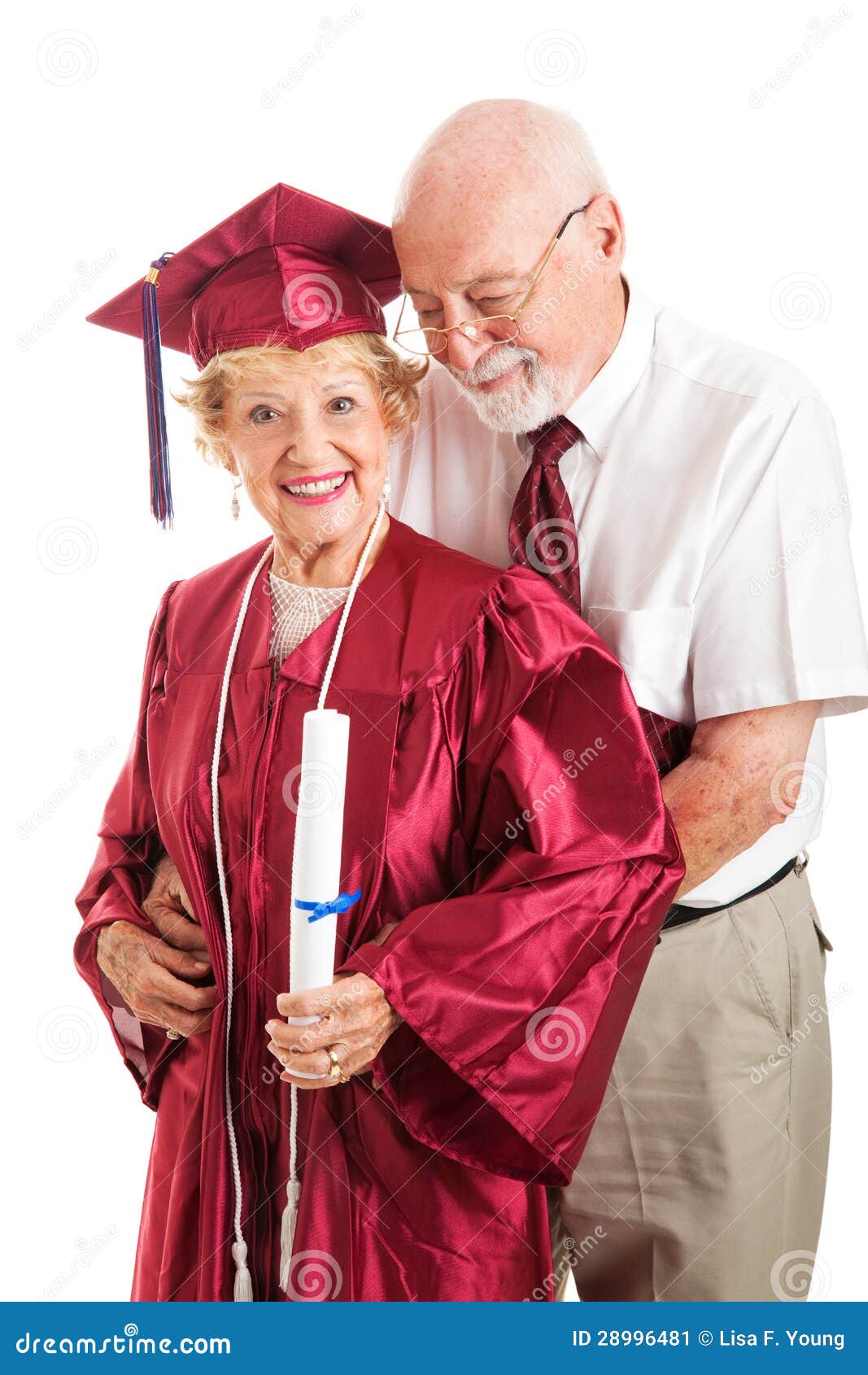 Husband Congratulates College Graduate Wife Stock Image Image of male