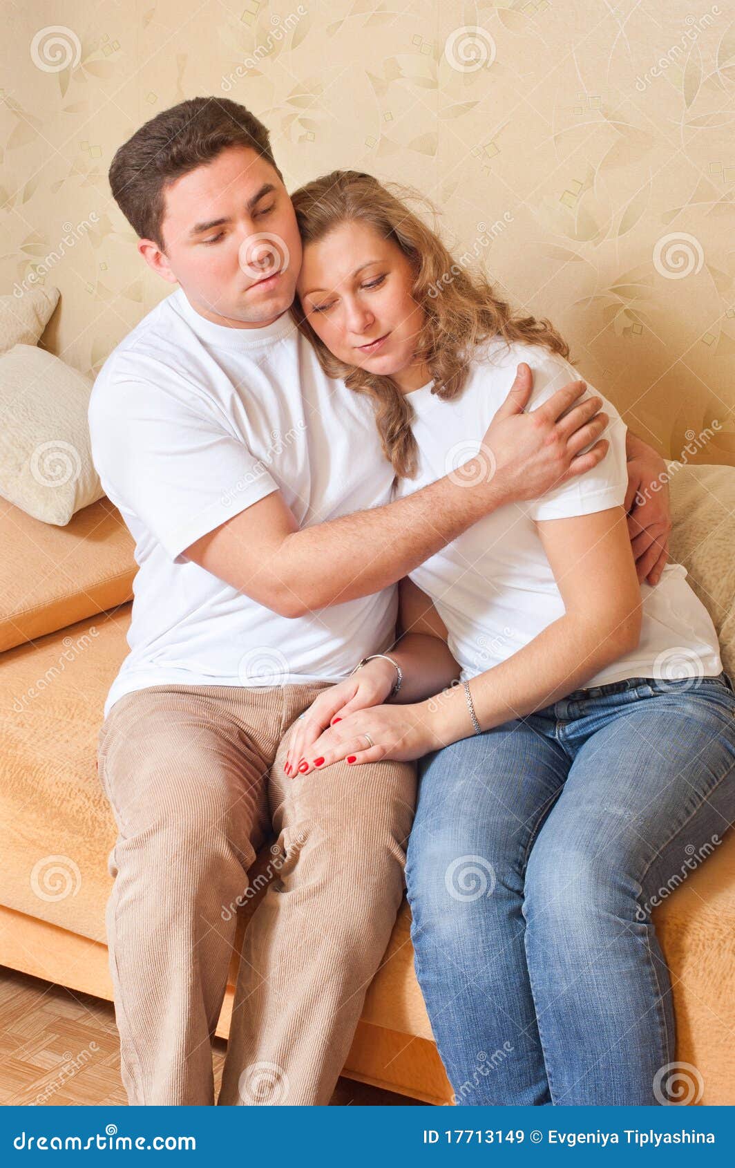 The Husband Feels Sorry for the Wife Stock Image - Image of ...