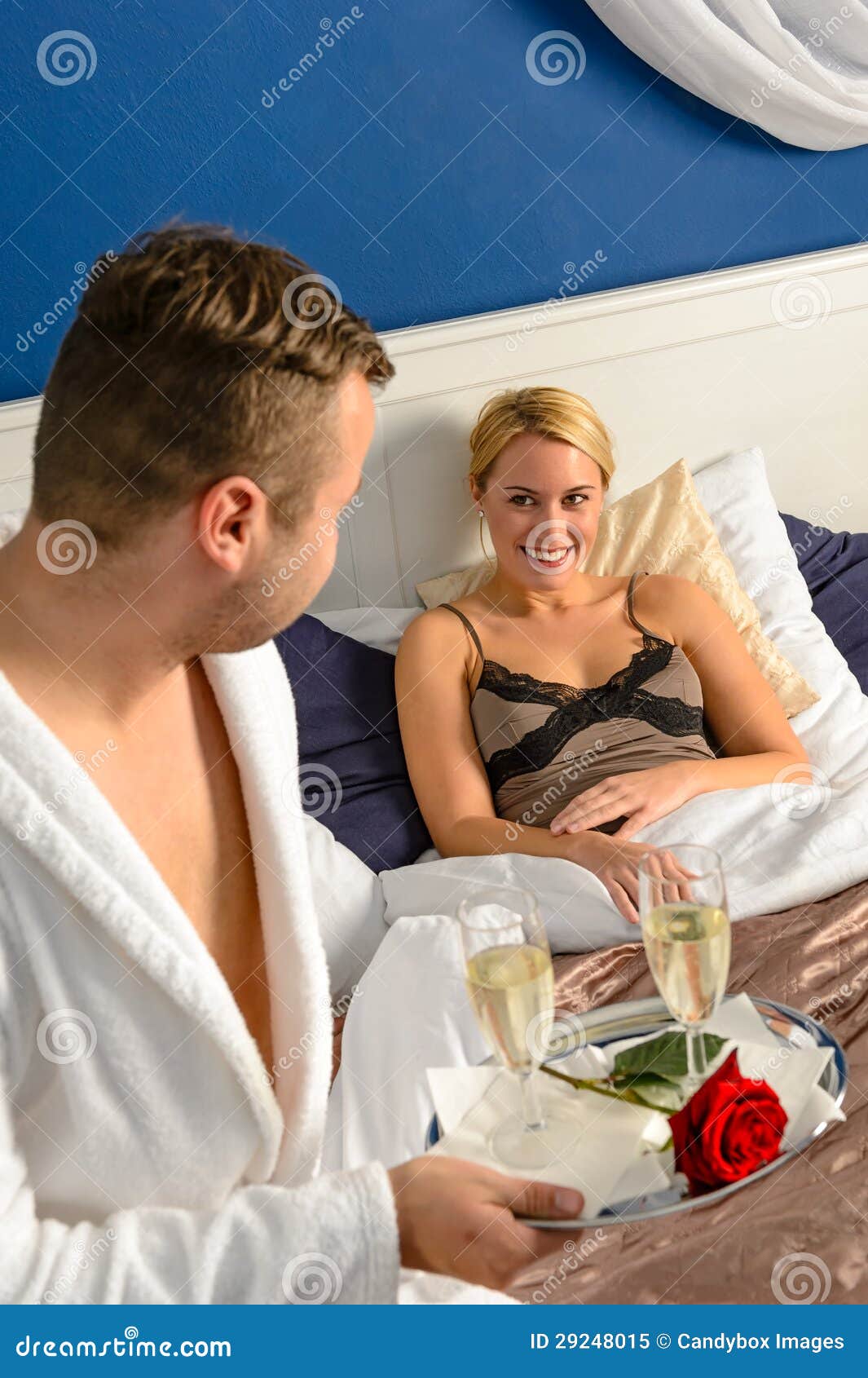 Husband Flirting Wife Bedroom Romantic Evening Celebration Royalty