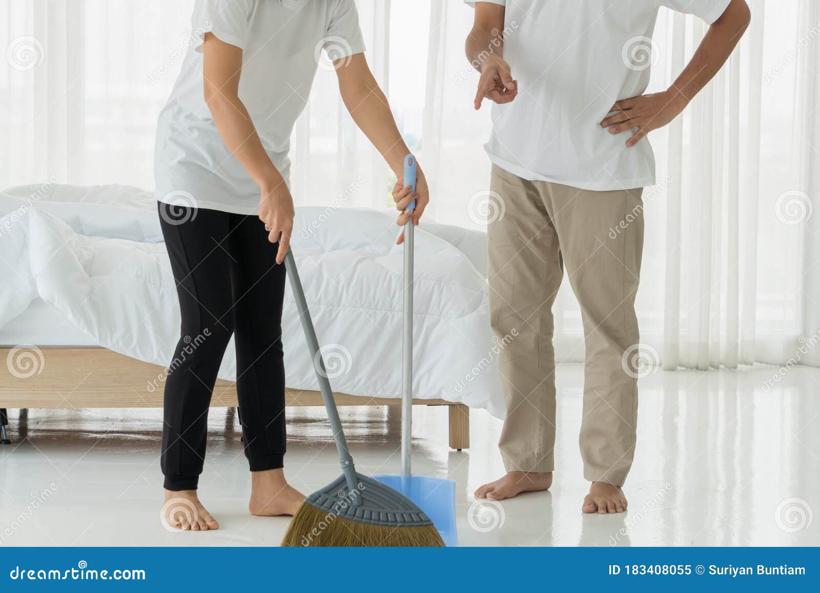 Husband And Wife Are Cleaning The House Stock Image Image Of Hou