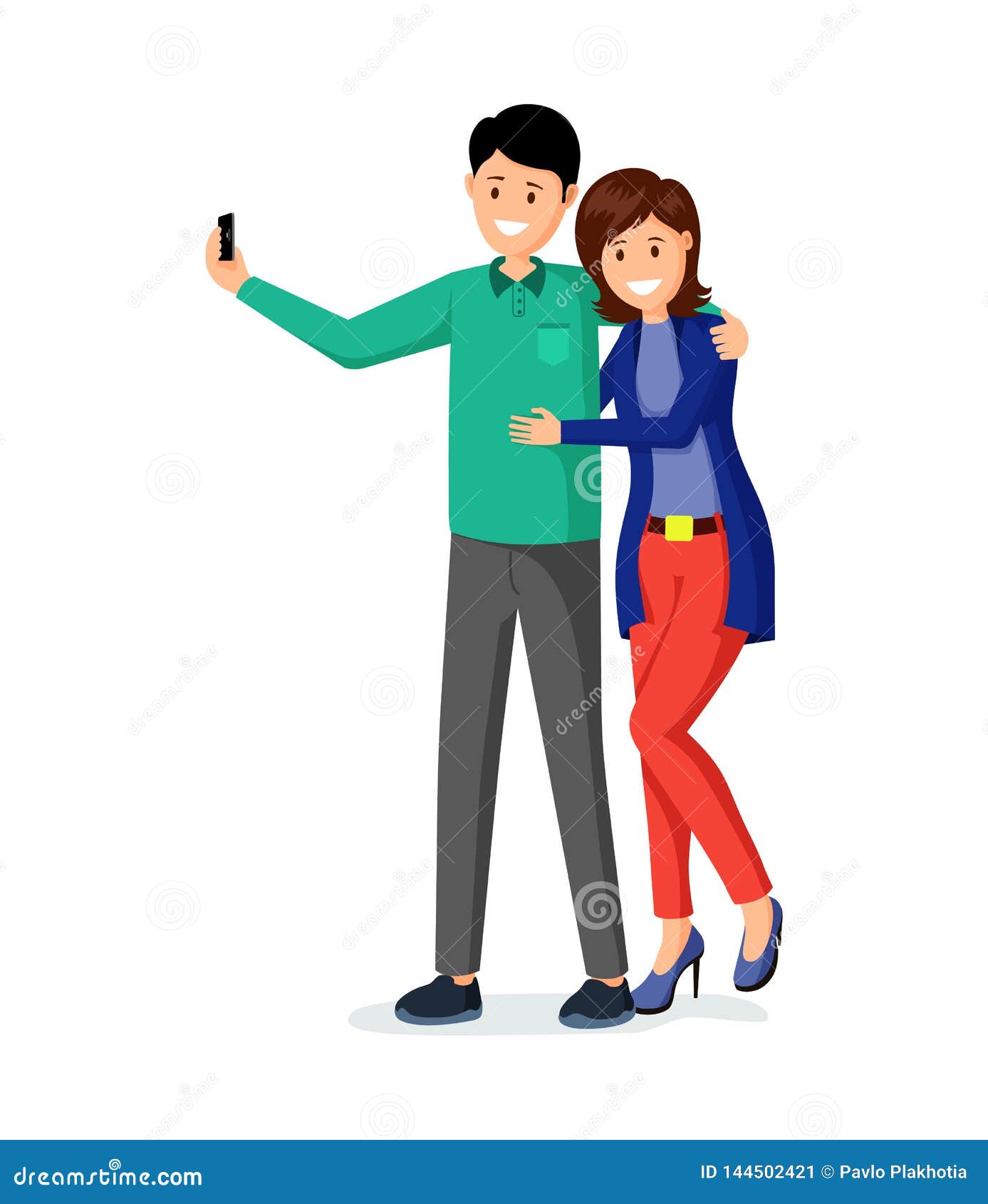 Husband and Wife Taking Selfie Vector Illustration Stock Vector -  Illustration of clothes, affection: 144502421
