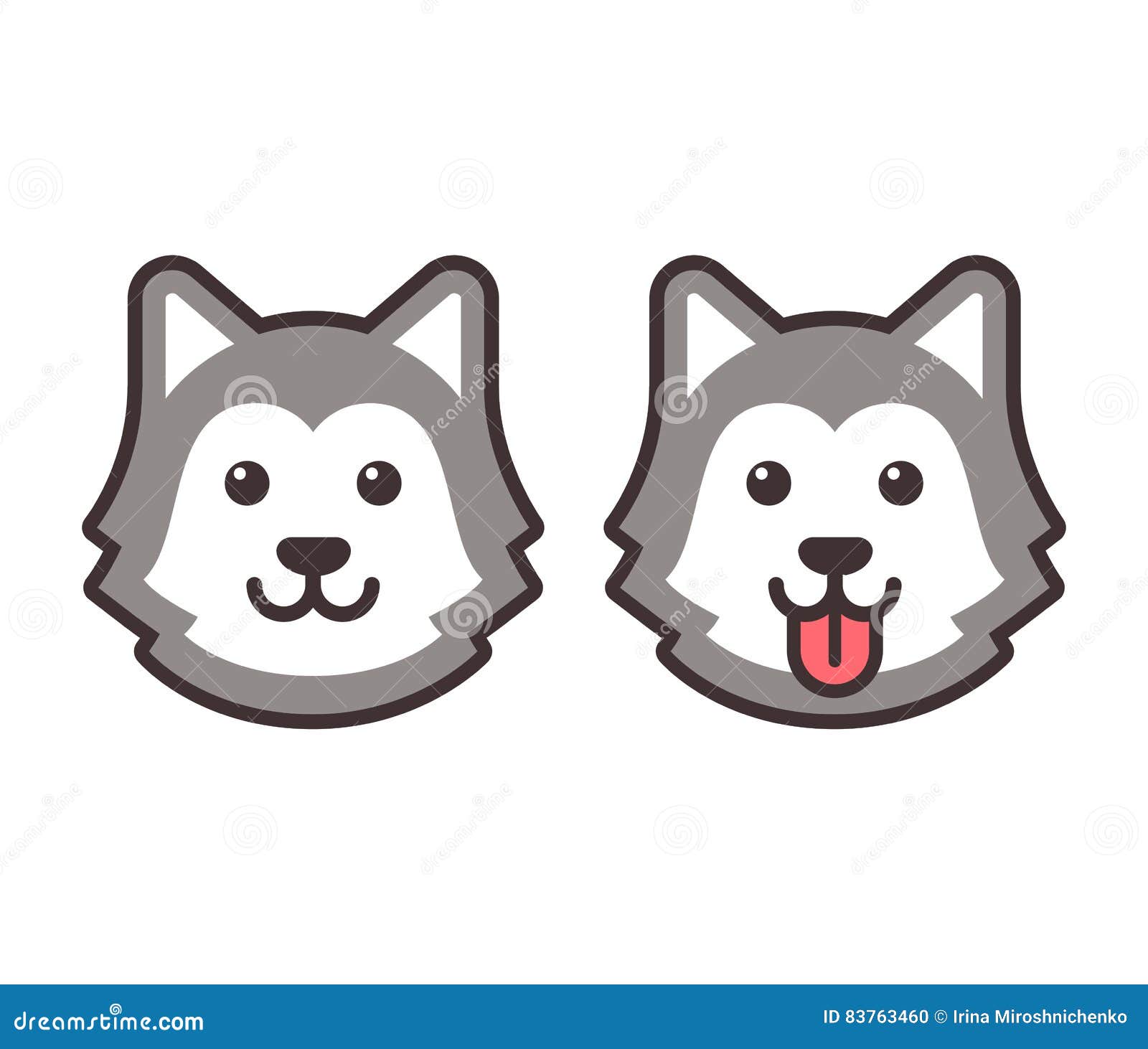 Husky head icons stock vector. Illustration of cute, north ...