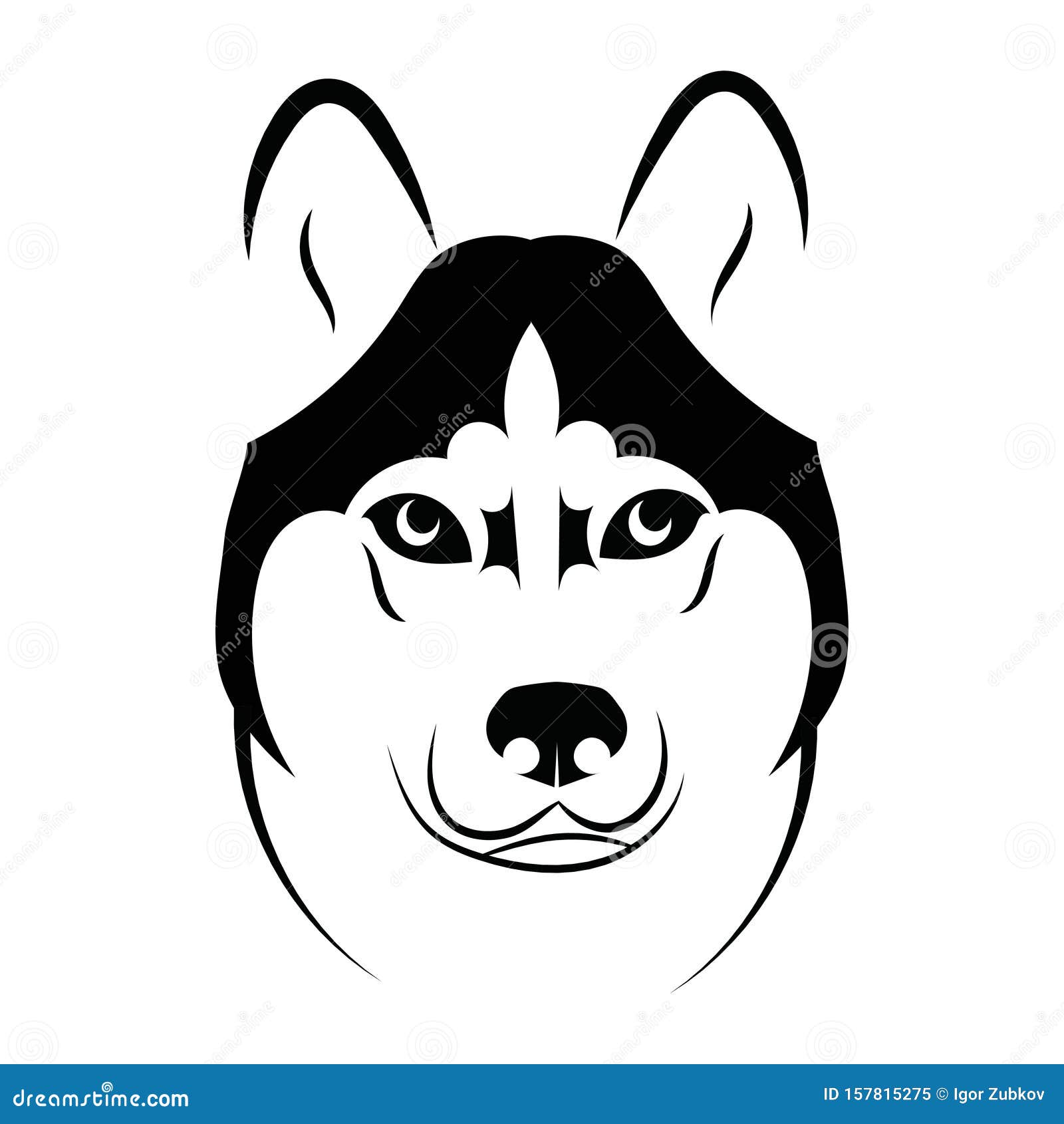 Husky Logo Portrait Of A Husky Black And White Dog Head Illustration